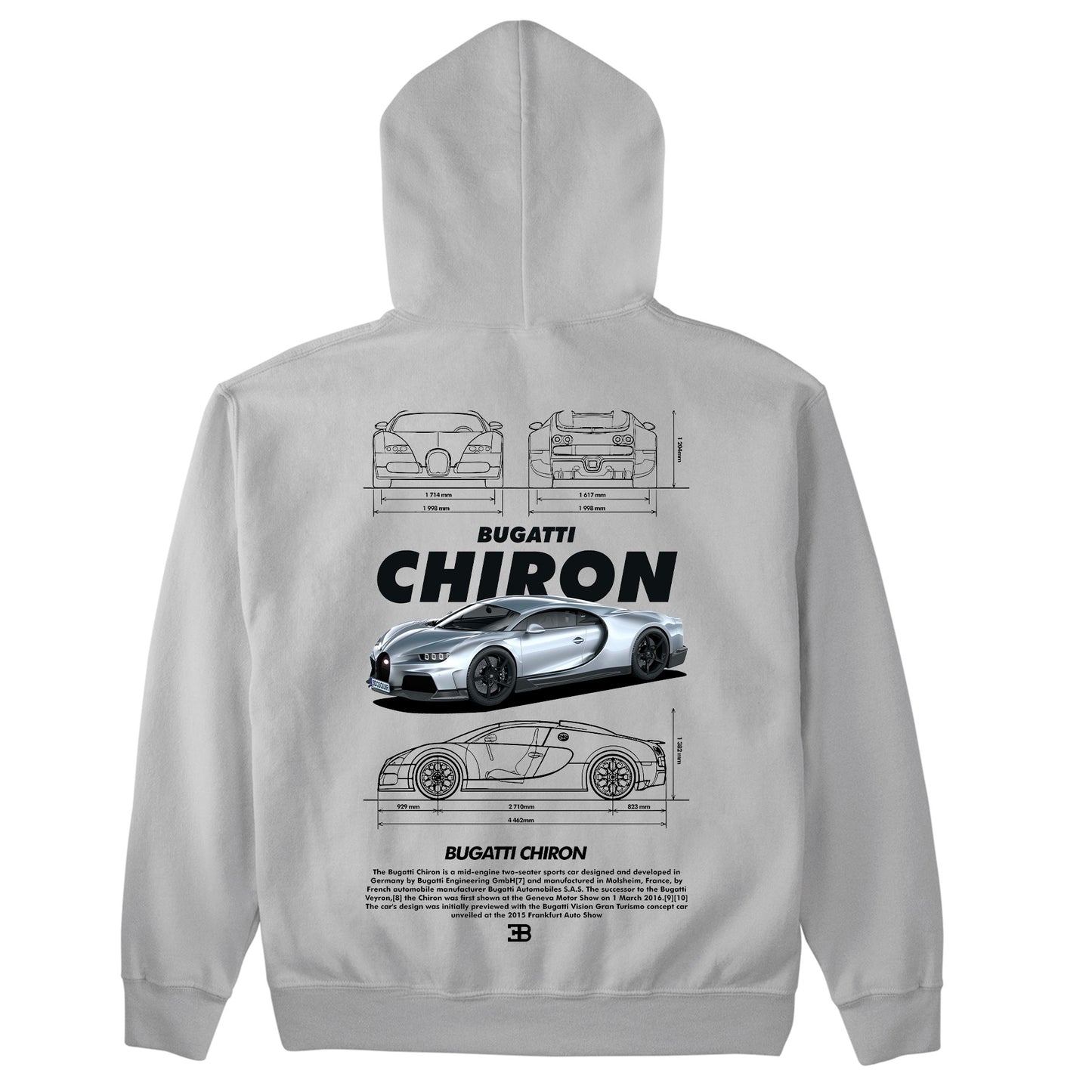 Moletom Básico Com Capuz Unissex Bugatti Chiron v2 black-CINZA