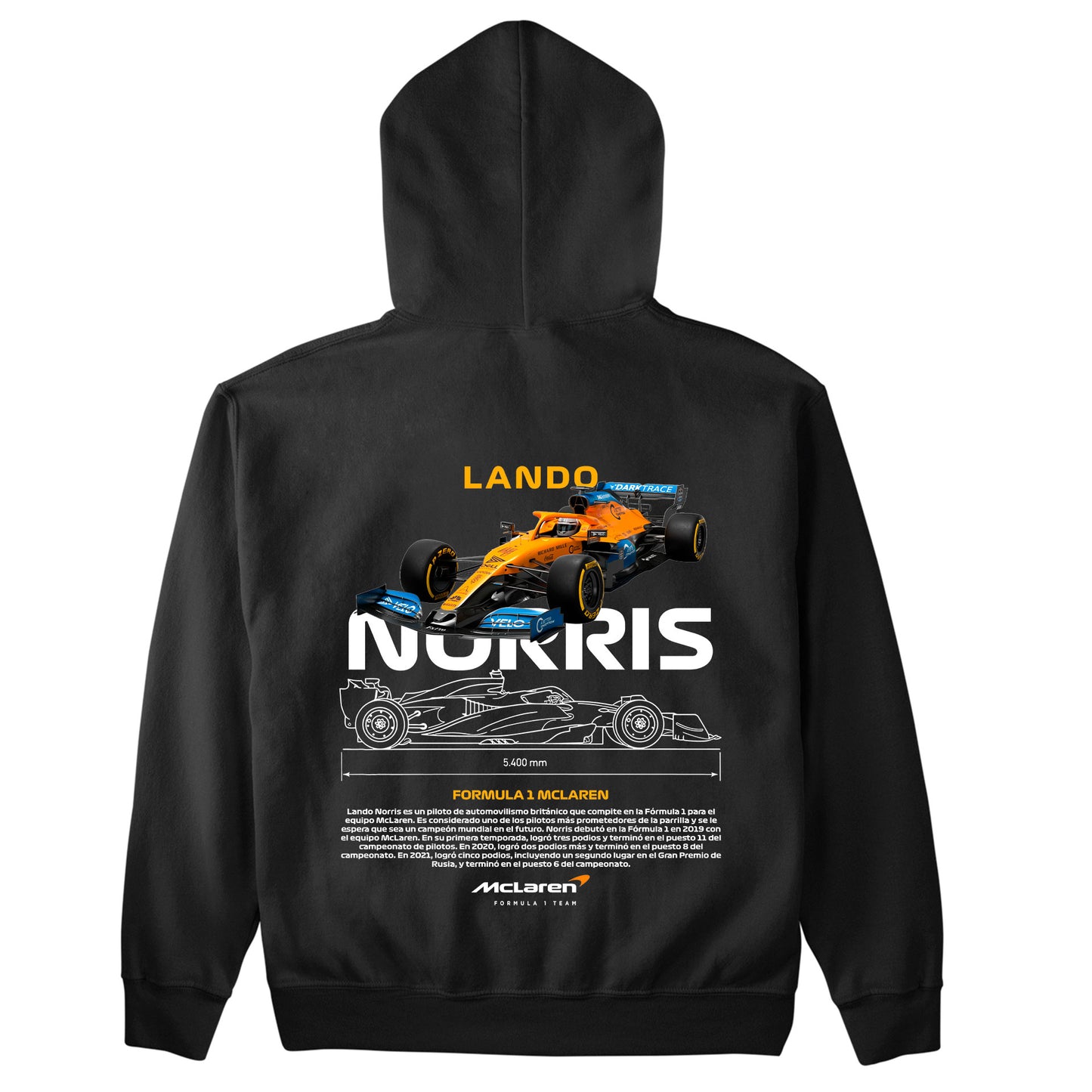 CMoletom Básico Com Capuz Unissex Lando Norris WHITE-PRETO