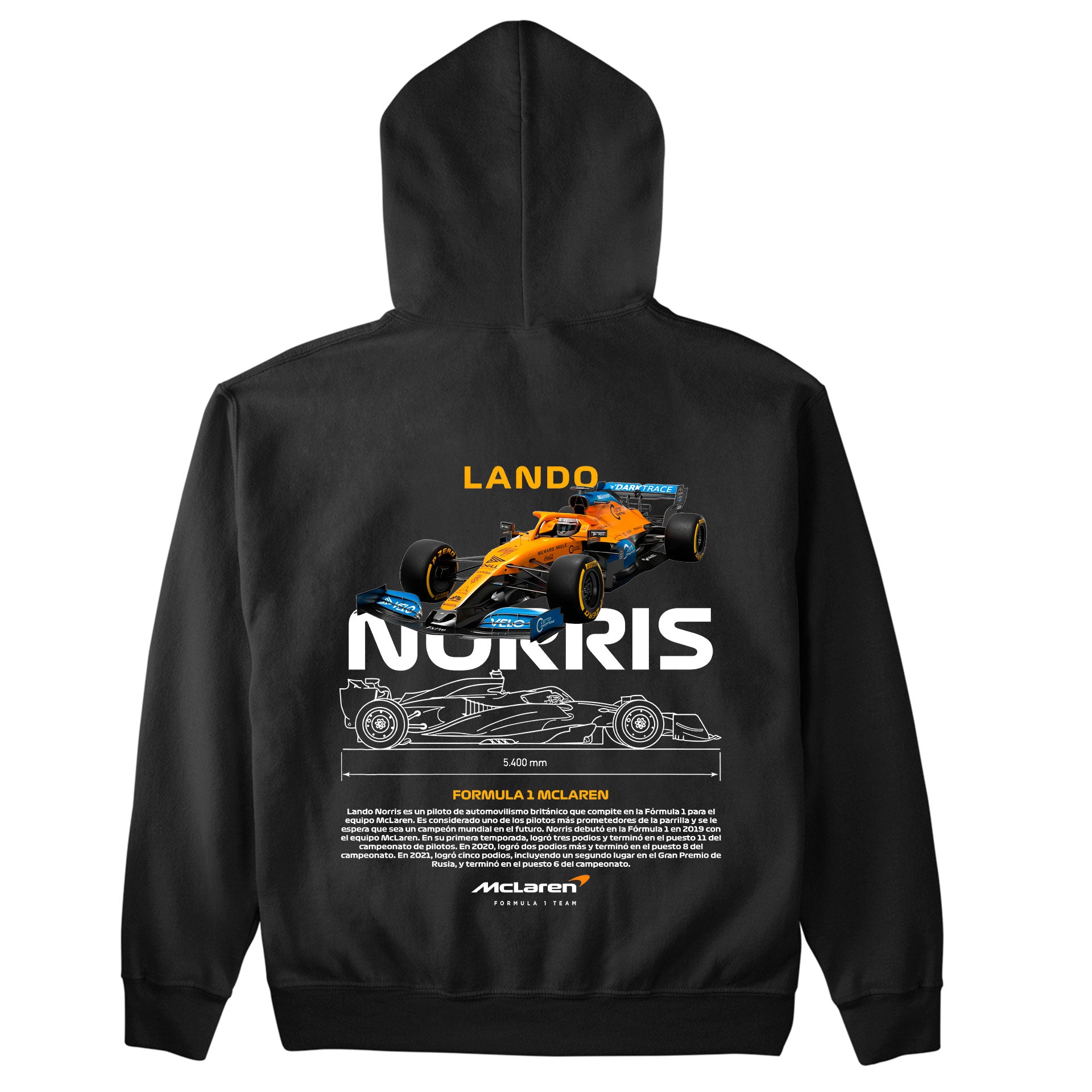 CMoletom Básico Com Capuz Unissex Lando Norris WHITE-PRETO