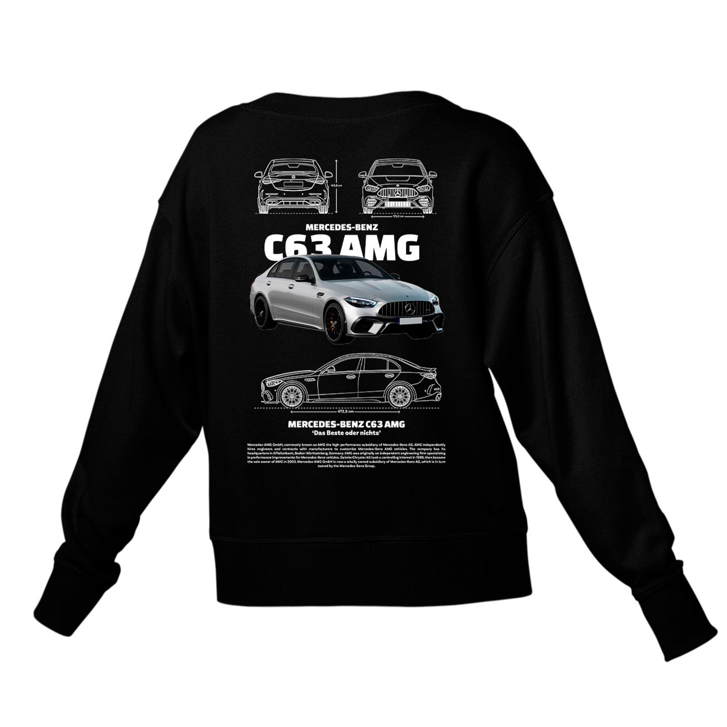 Moletom Gola Redonda Unissex Mercedes Benz c63 AMG W-PRETO
