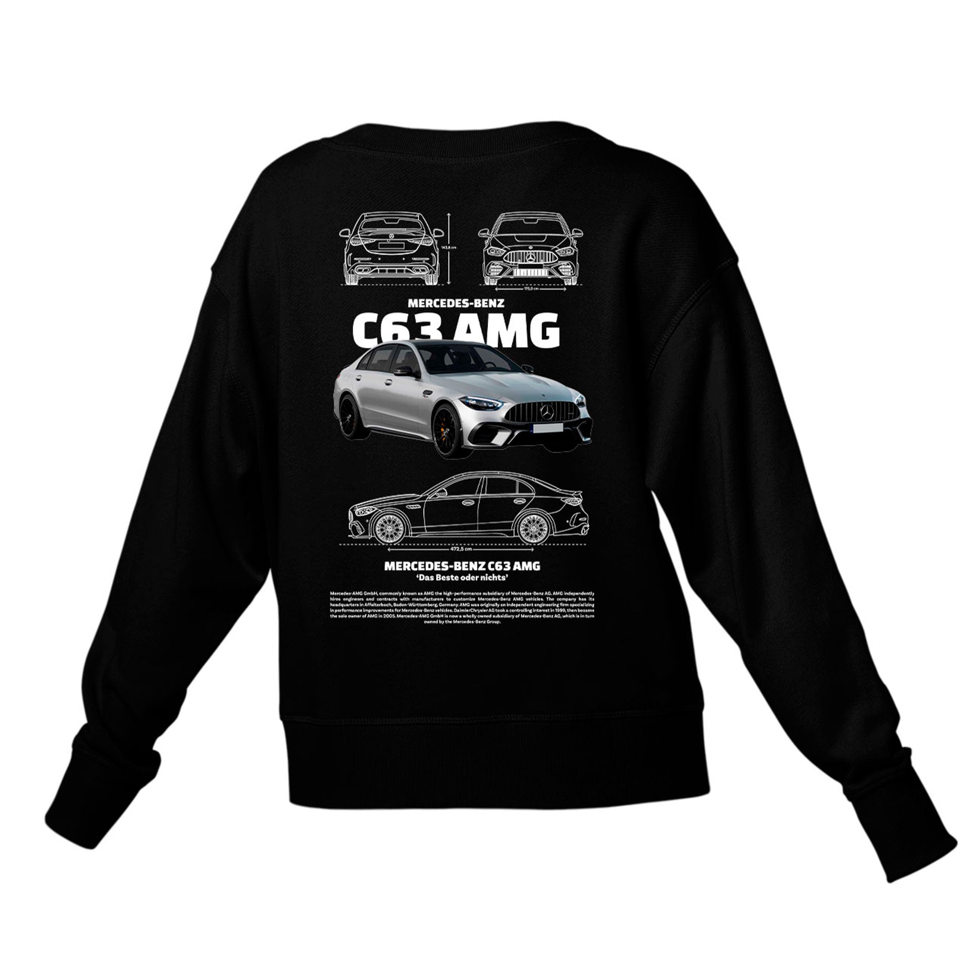 Moletom Gola Redonda Unissex Mercedes Benz c63 AMG W-PRETO
