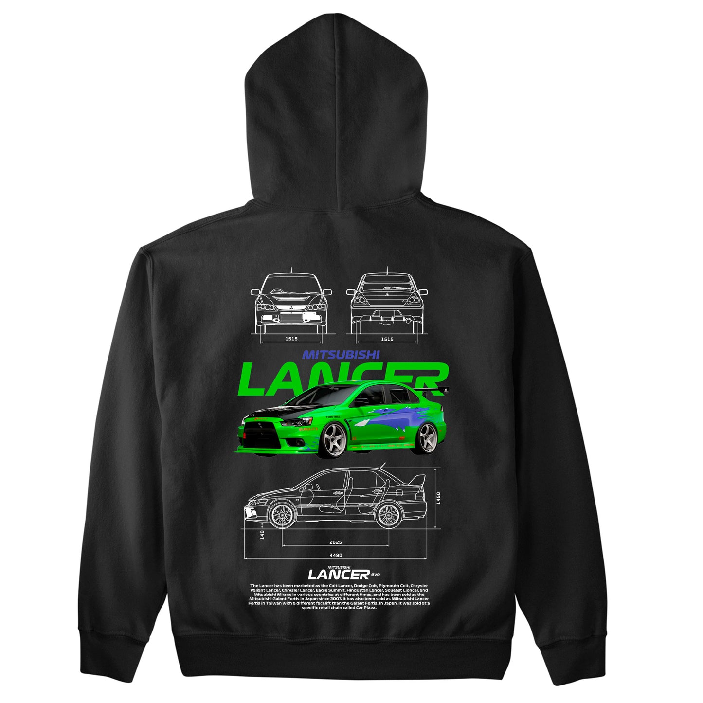 Moletom Básico Com Capuz Unissex Mitsubishi Lancer WHITE-PRETO