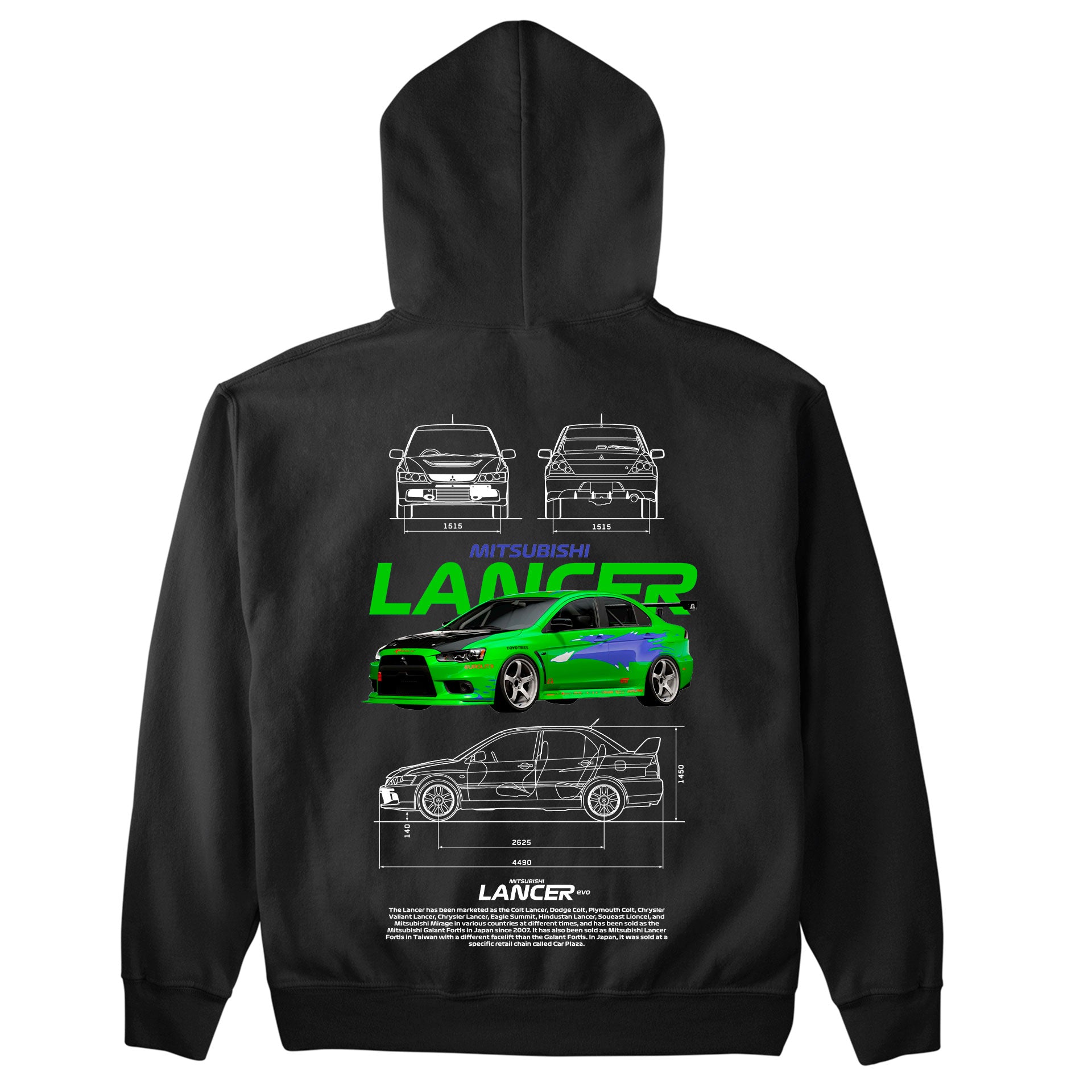 Moletom Básico Com Capuz Unissex Mitsubishi Lancer WHITE-PRETO