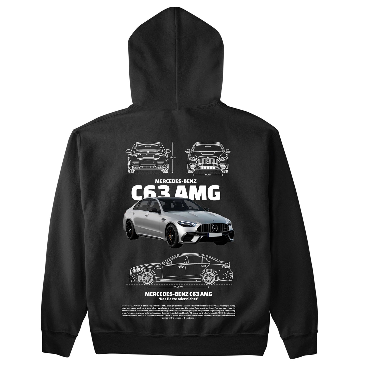 Moletom Básico Com Capuz Unissex Mercedes Benz c63 AMG W-PRETO