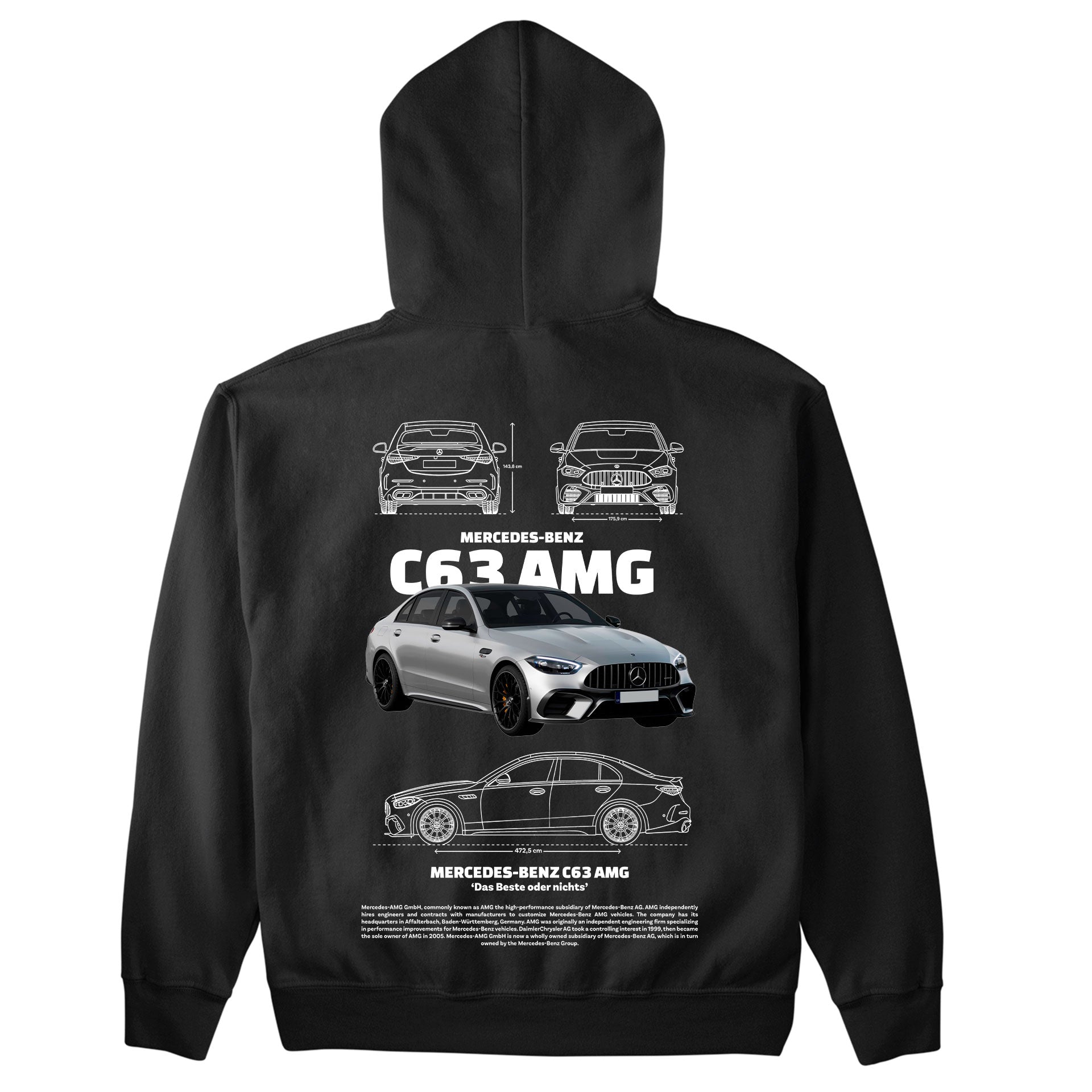 Moletom Básico Com Capuz Unissex Mercedes Benz c63 AMG W-PRETO