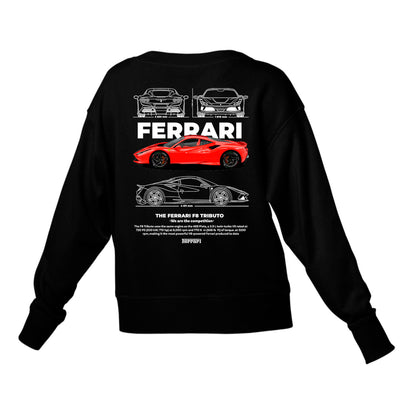 Moletom Gola Redonda Unissex Ferrari F8 TRIBUTO - WHITE-PRETO