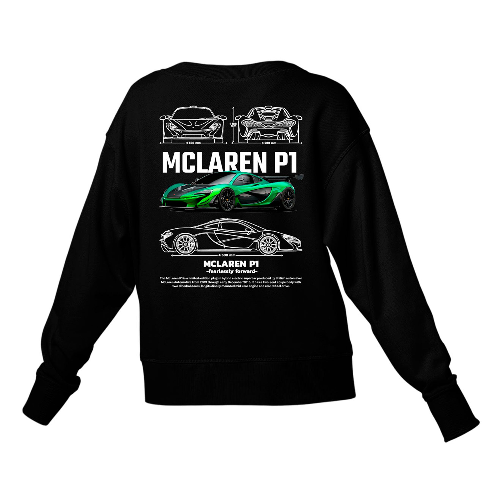 Moletom Gola Redonda Unissex Mclaren P1 VERDE  Preto