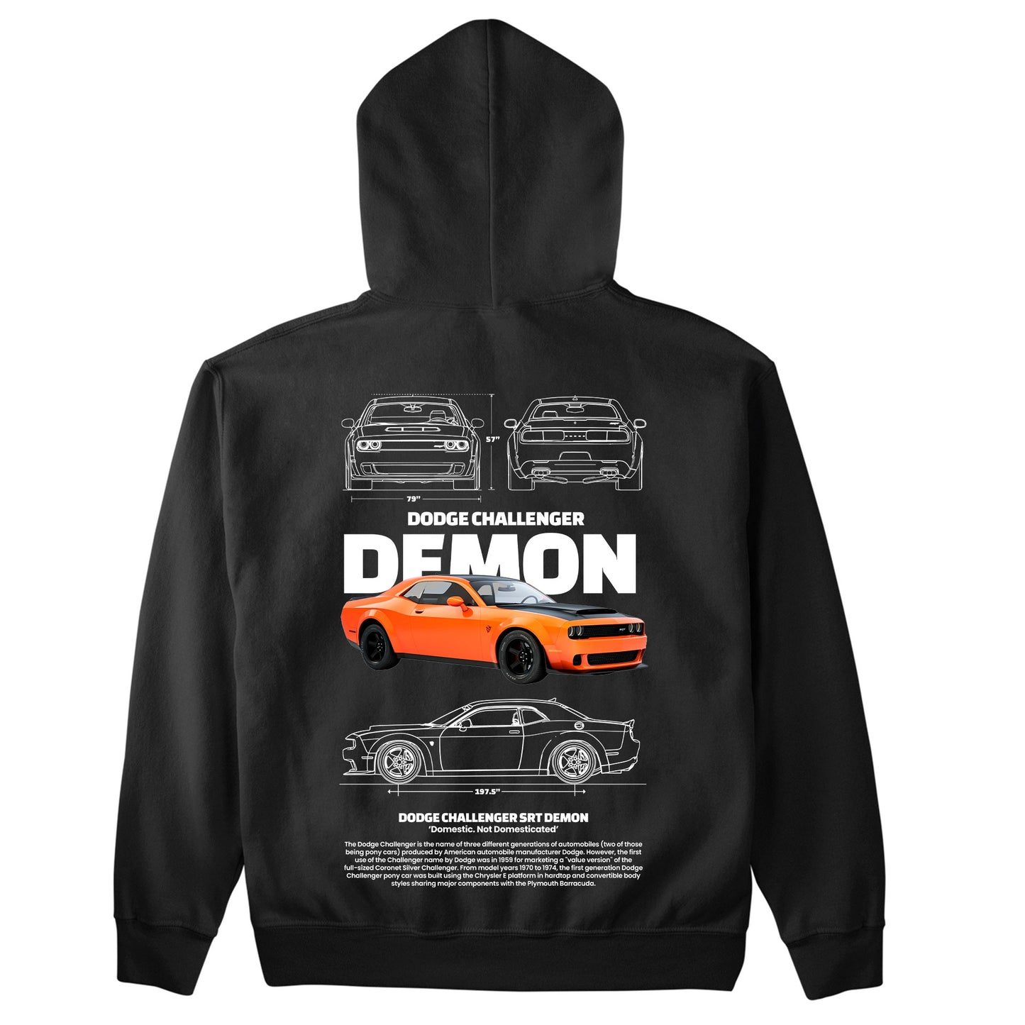 Moletom Básico Com Capuz Unissex Dodge Challenger Demon W-PRETO
