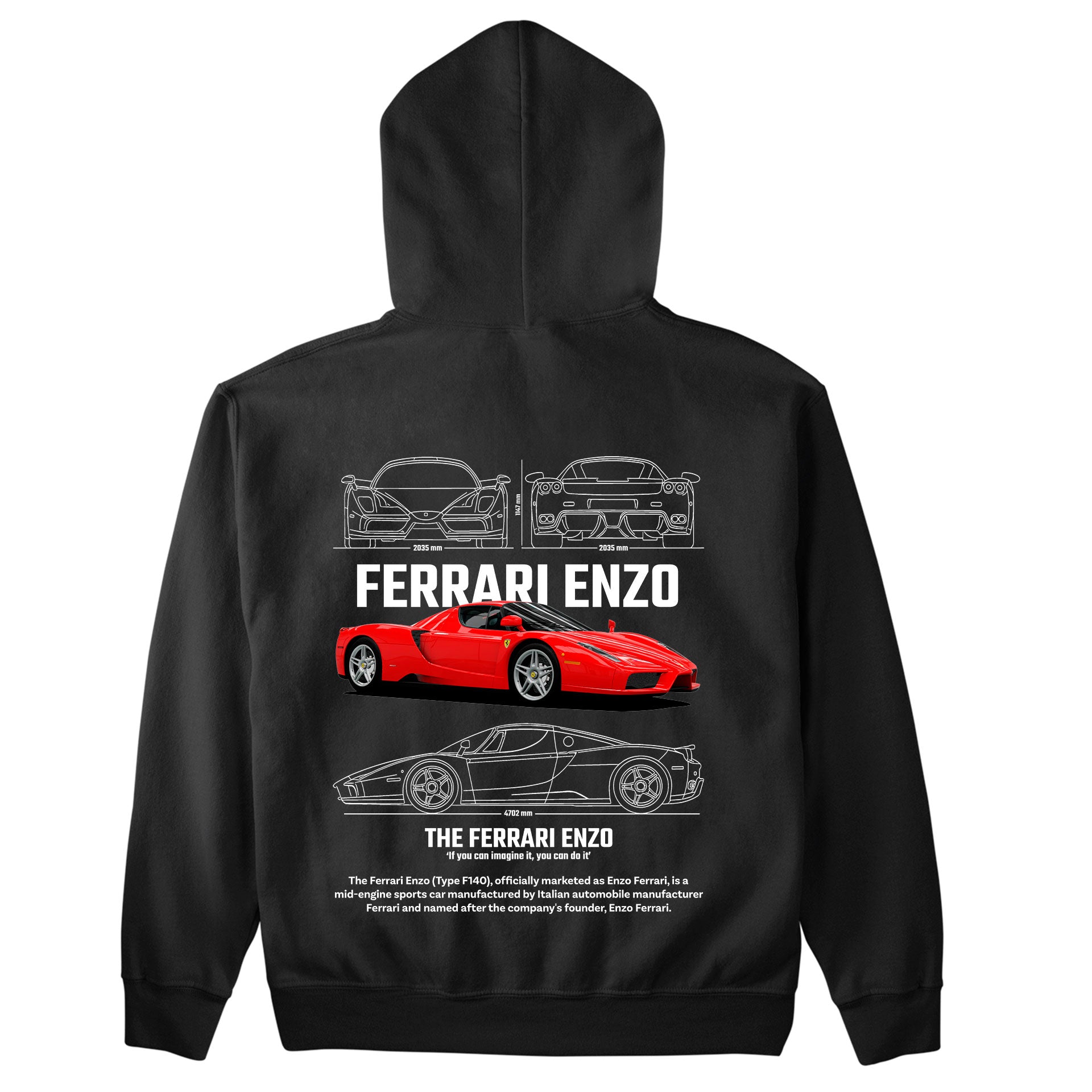Moletom Básico Com Capuz Unissex Ferrari Enzo W-PRETO