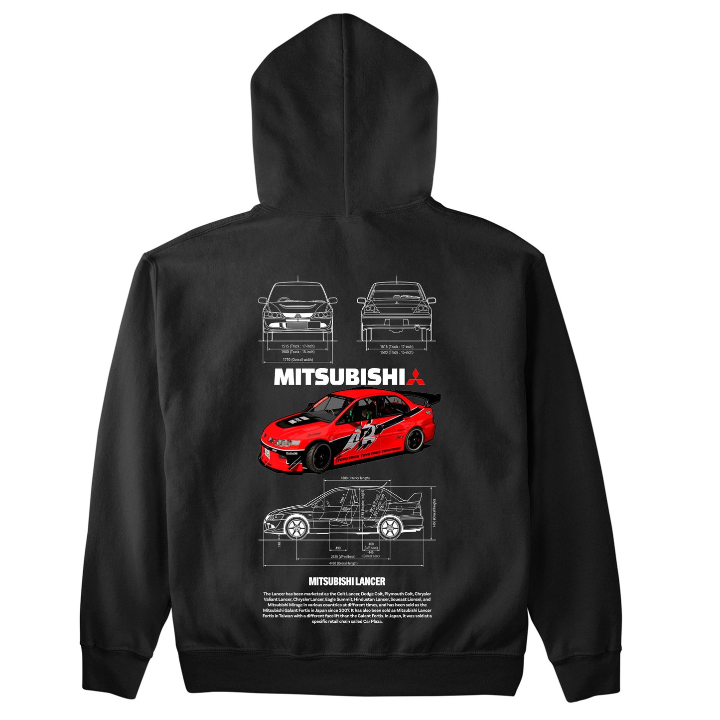 Moletom Básico Com Capuz Unissex Mitsubishi Lancer R-PRETO