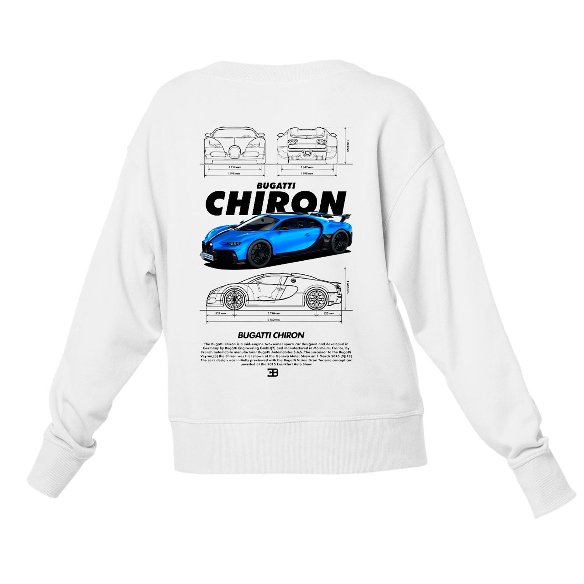 Moletom Gola Redonda Unissex Bugatti Chiron WHITE- Branco