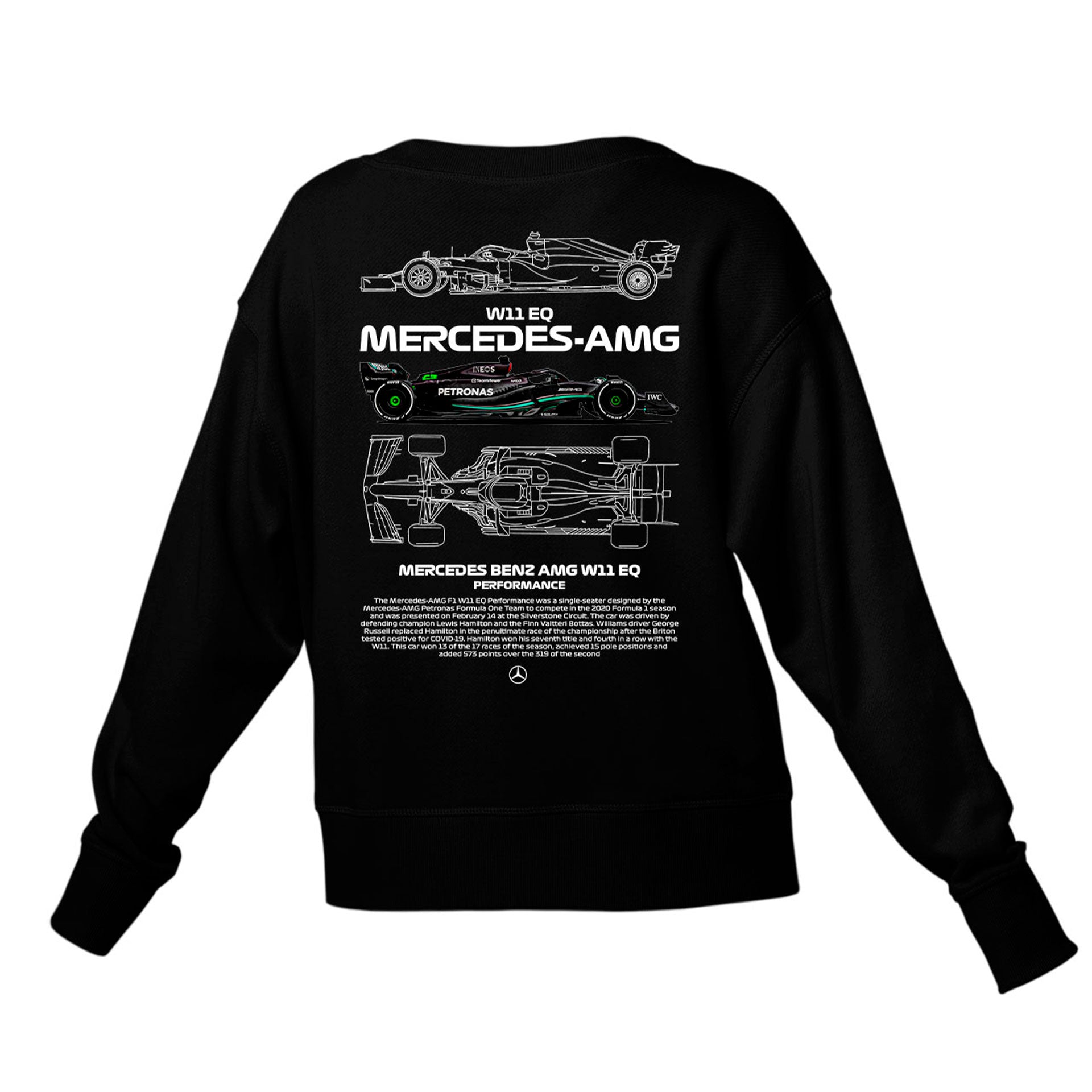 Moletom Gola Redonda Unissex Mercedes Benz AMG W11-PRETO