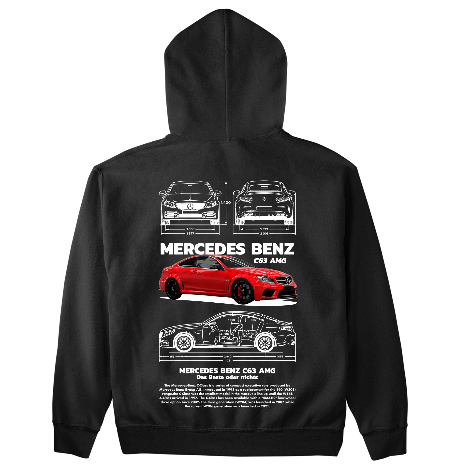 Moletom Básico Com Capuz Unissex Mercedes Benz C 63 black-PRETO