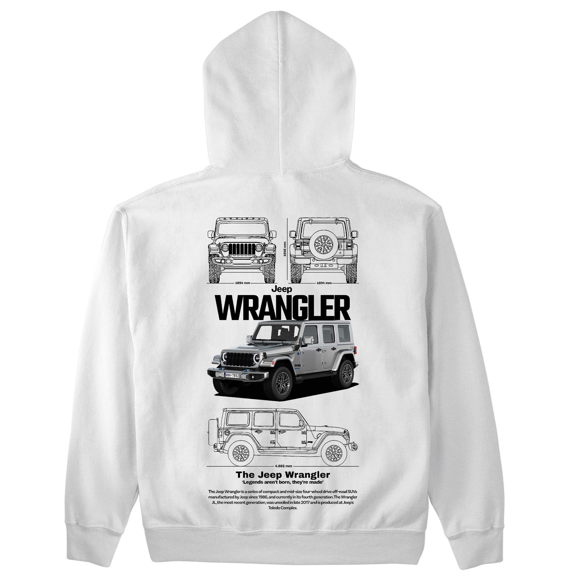 Moletom Básico Com Capuz Unissex Jeep Wrangler White-BRANCO