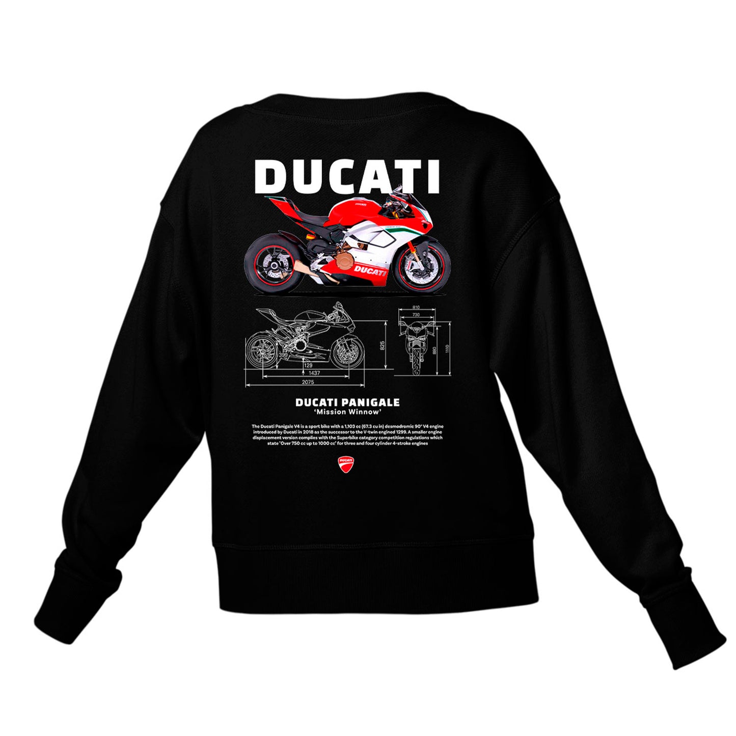 Moletom Gola Redonda Unissex Ducati Panigale W-PRETO