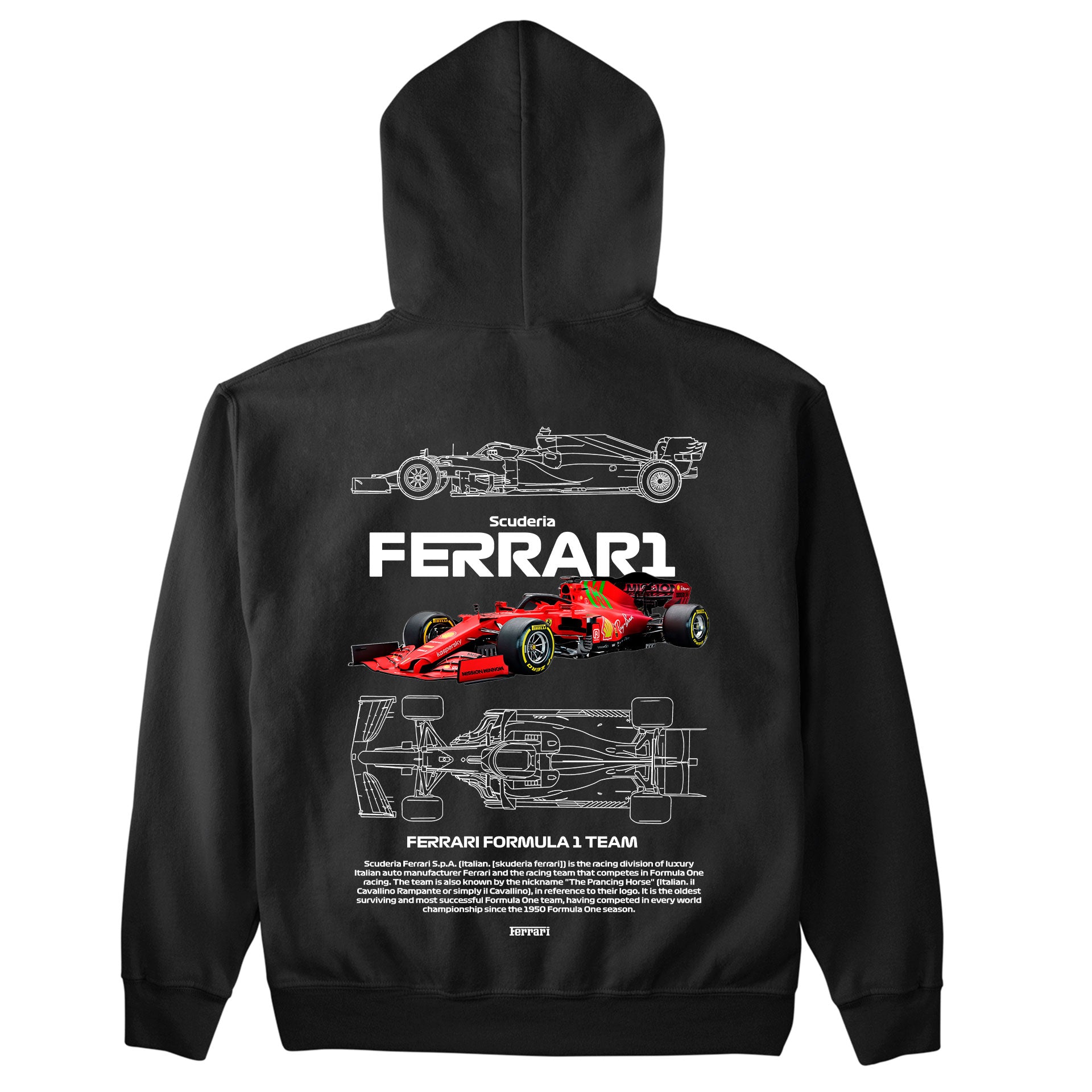Moletom Básico Com Capuz Unissex Ferrari Fórmula 1 TEAM-PRETO