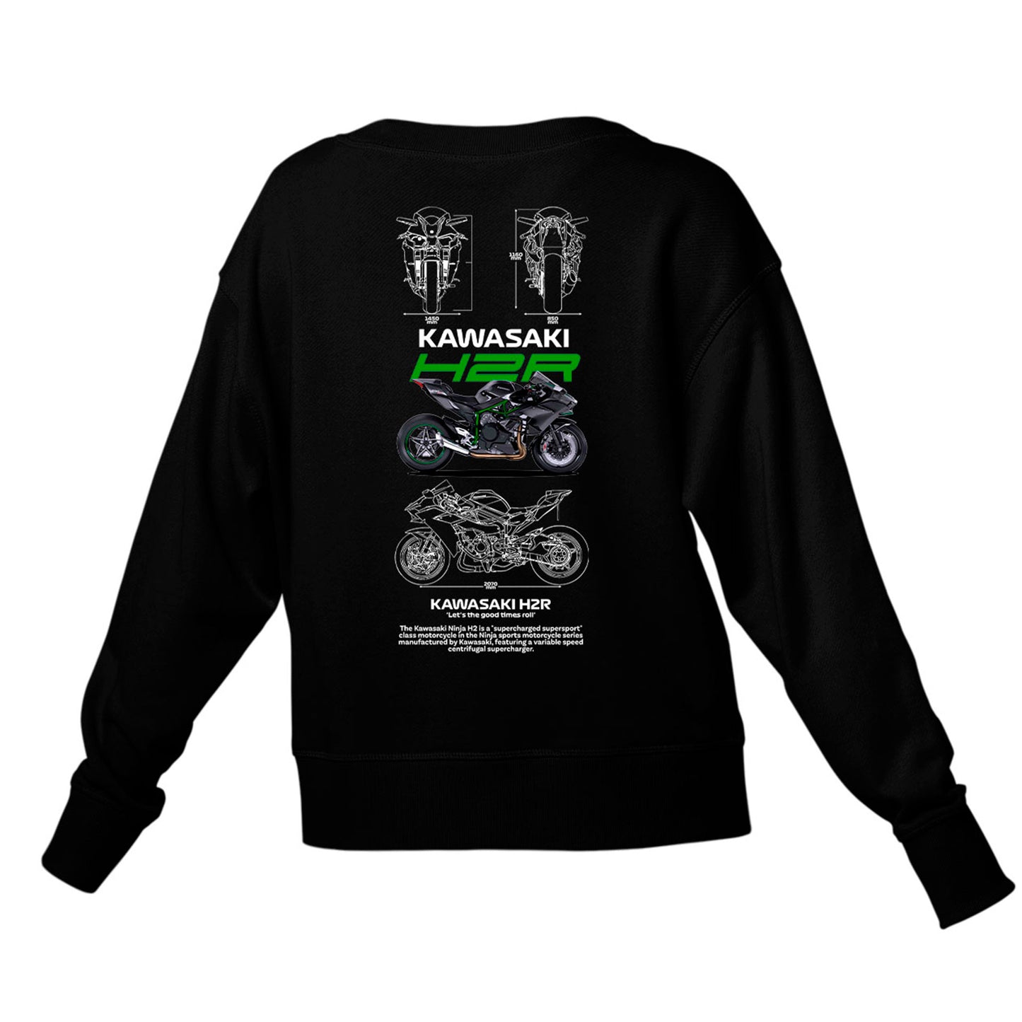 Moletom Gola Redonda Unissex Kawasaki H2R-PRETO