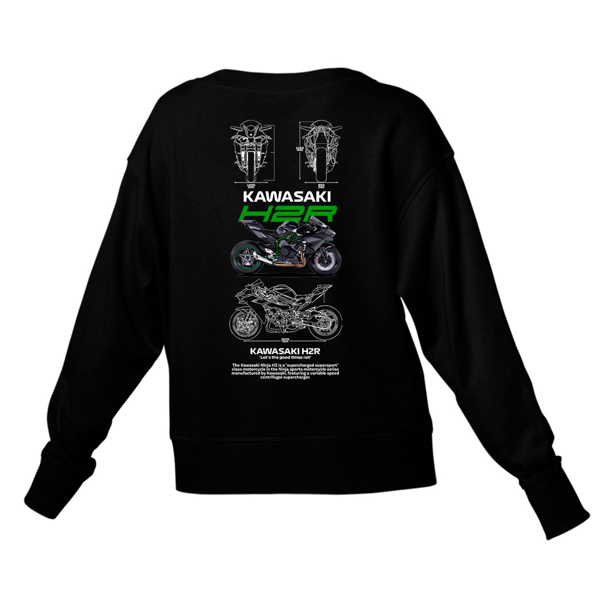 Moletom Gola Redonda Unissex Kawasaki H2R-PRETO