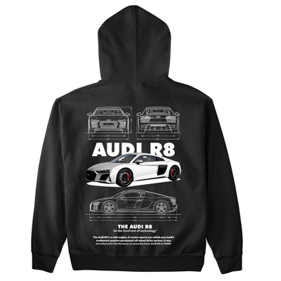 Moletom Básico Com Capuz Unissex Audi R8- PRETO