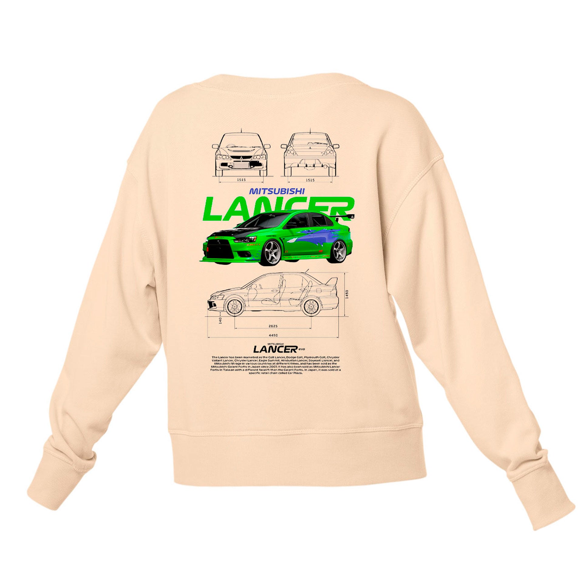 Moletom Gola Redonda Unissex Mitsubishi Lancer WHITE-PEROLA