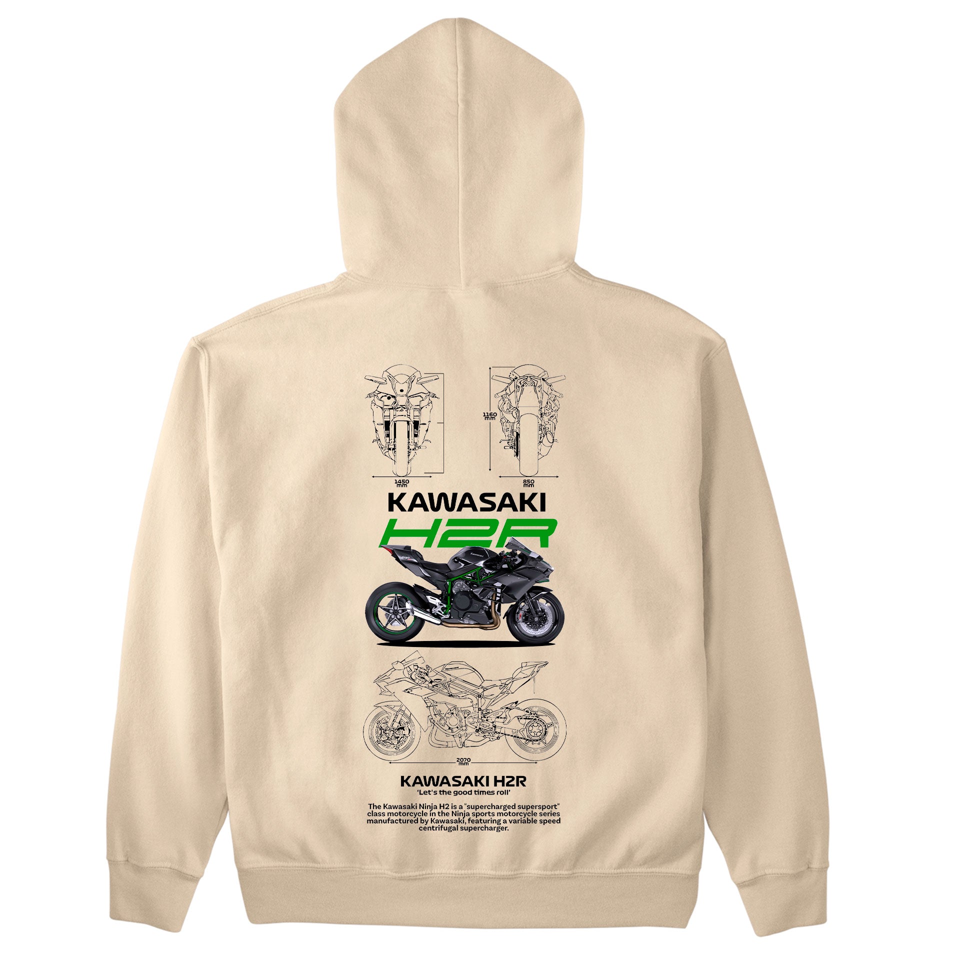 Moletom Básico Com Capuz Unissex Kawasaki H2R-PEROLA