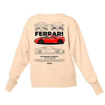 Moletom Gola Redonda Unissex Ferrari F8 TRIBUTO - WHITE-PEROLA