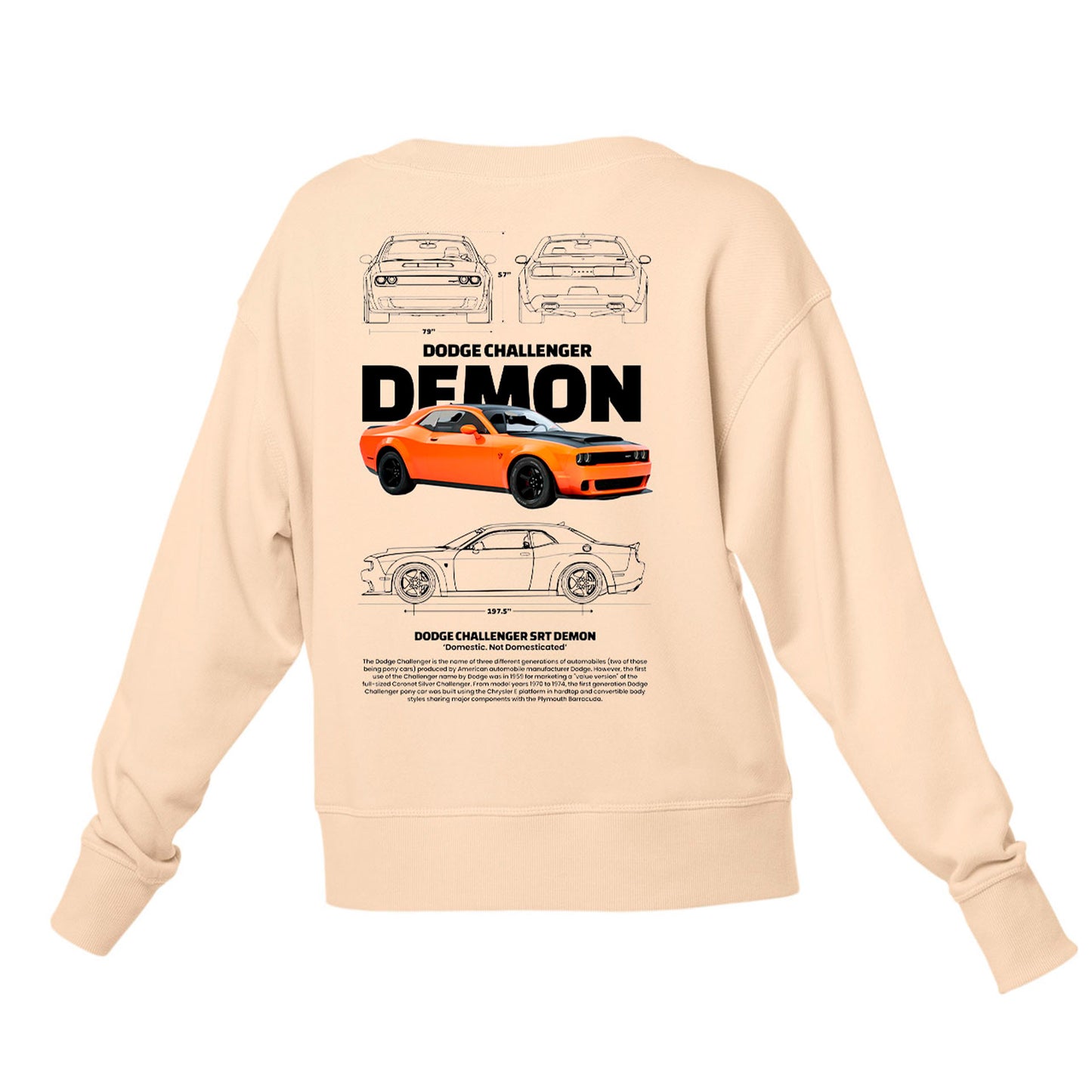 Moletom Gola Redonda Unissex Dodge Challenger DEMON -PÉROLA