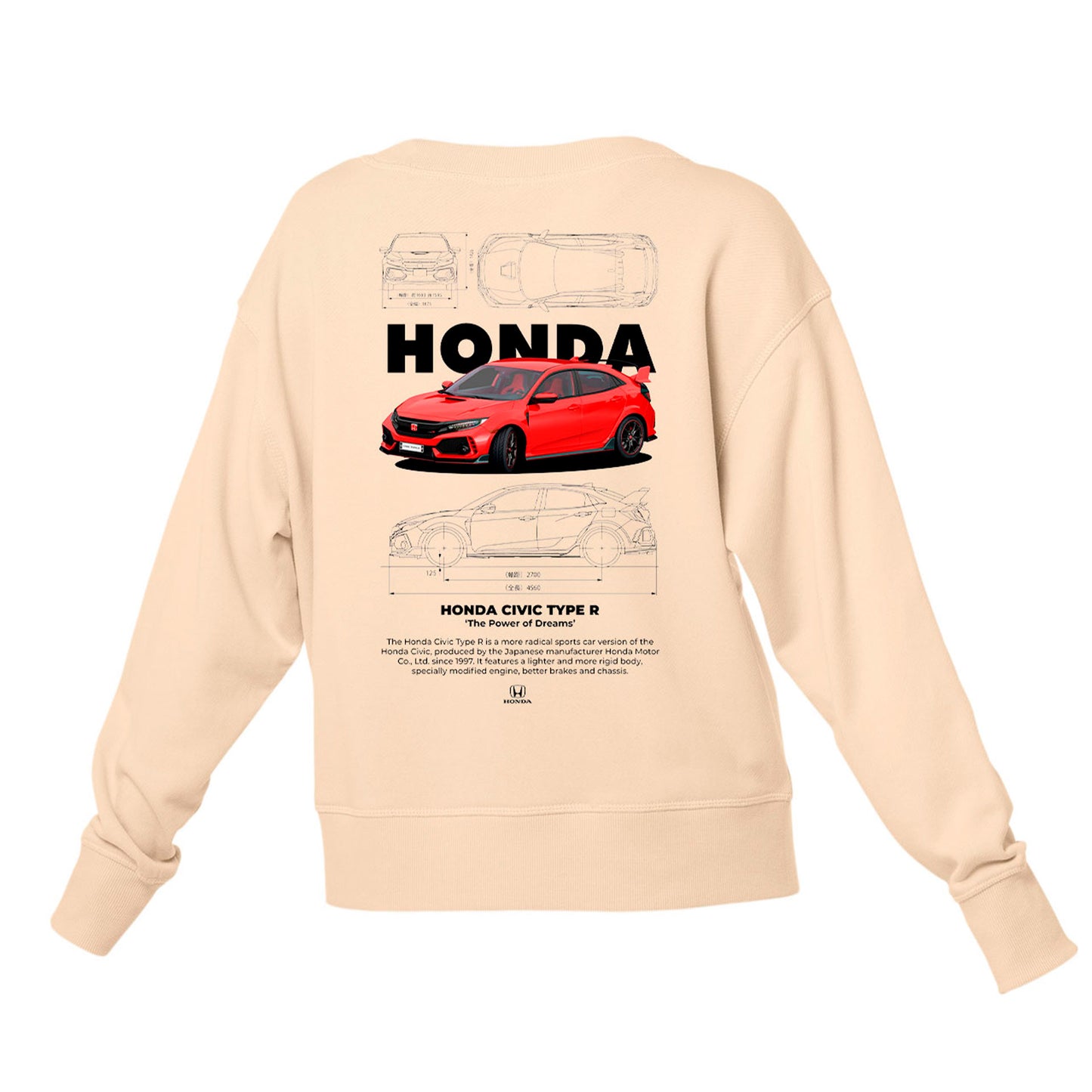 Moletom Gola Redonda Unissex Honda Civic TYPE R W-PEROLA