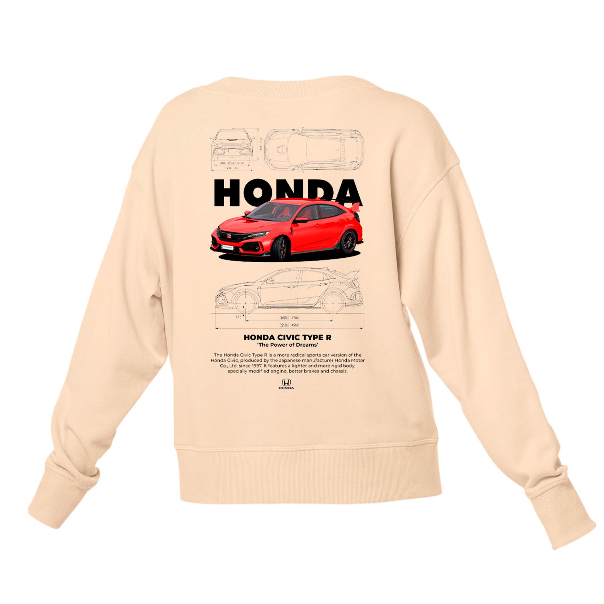Moletom Gola Redonda Unissex Honda Civic TYPE R W-PEROLA
