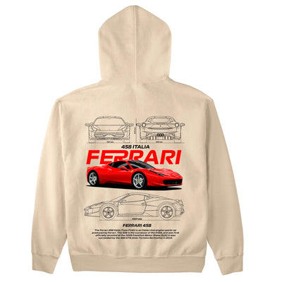 Moletom Básico Com Capuz Unissex Ferrari 458 Italia WHITE-PEROLA
