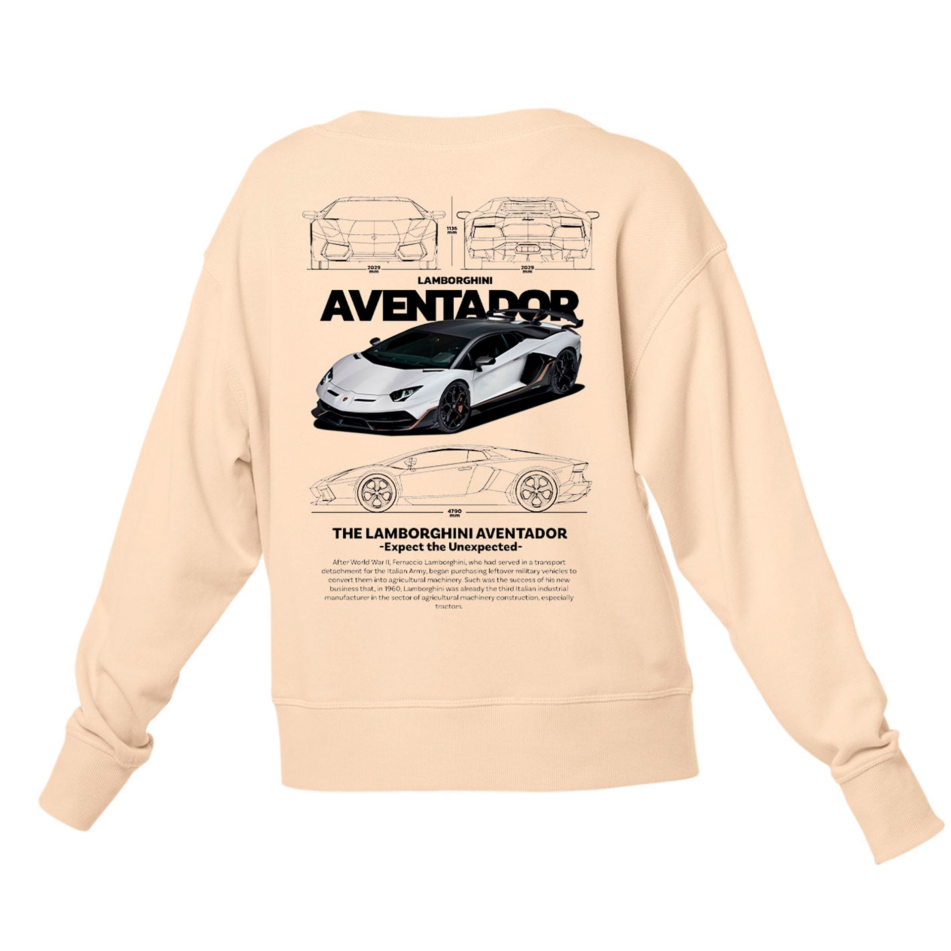 Moletom Gola Redonda Unissex Lamborghini Aventador WHITE V-PEROLA
