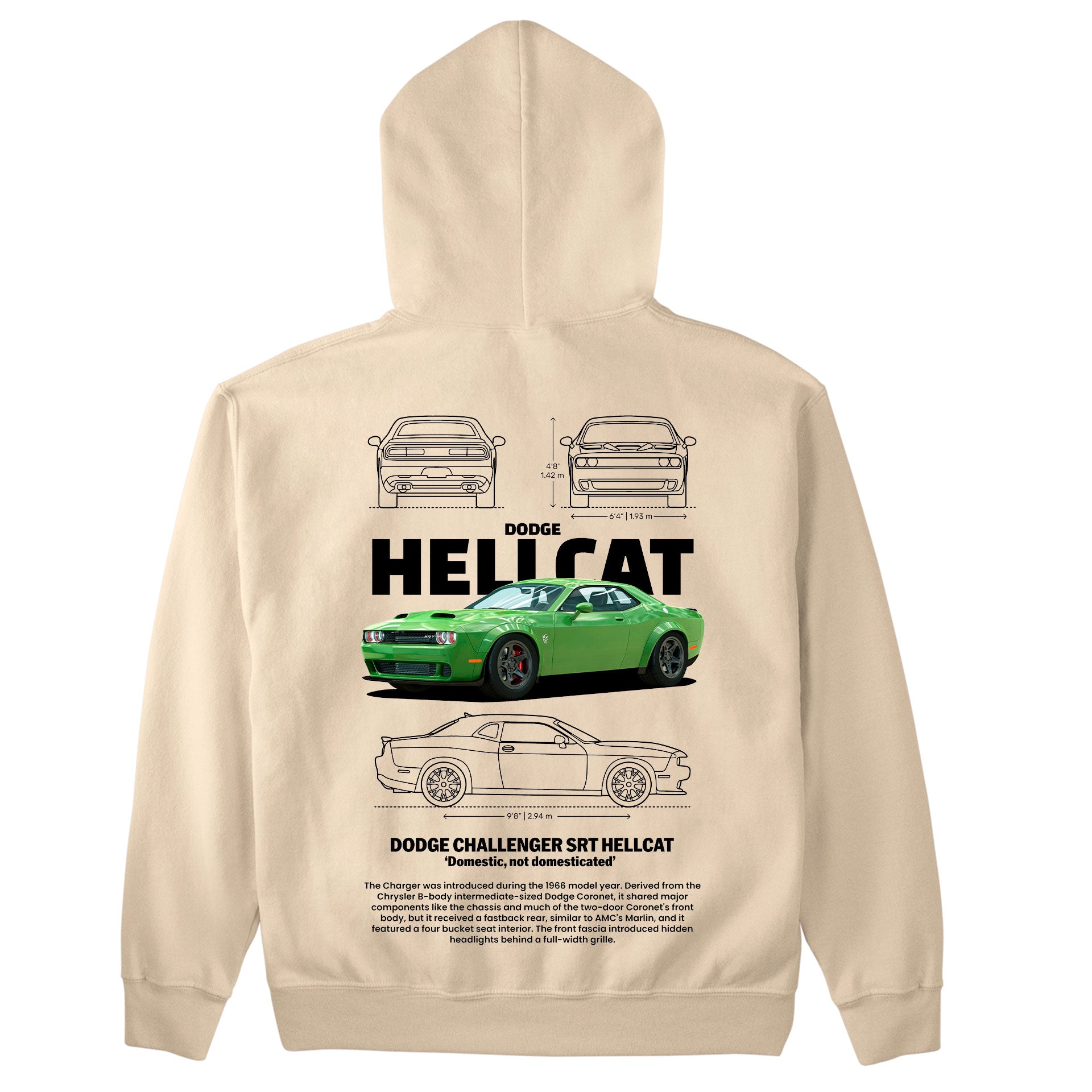 Moletom Básico Com Capuz Unissex Dodge Charger SRT HELLCAT-PEROLA