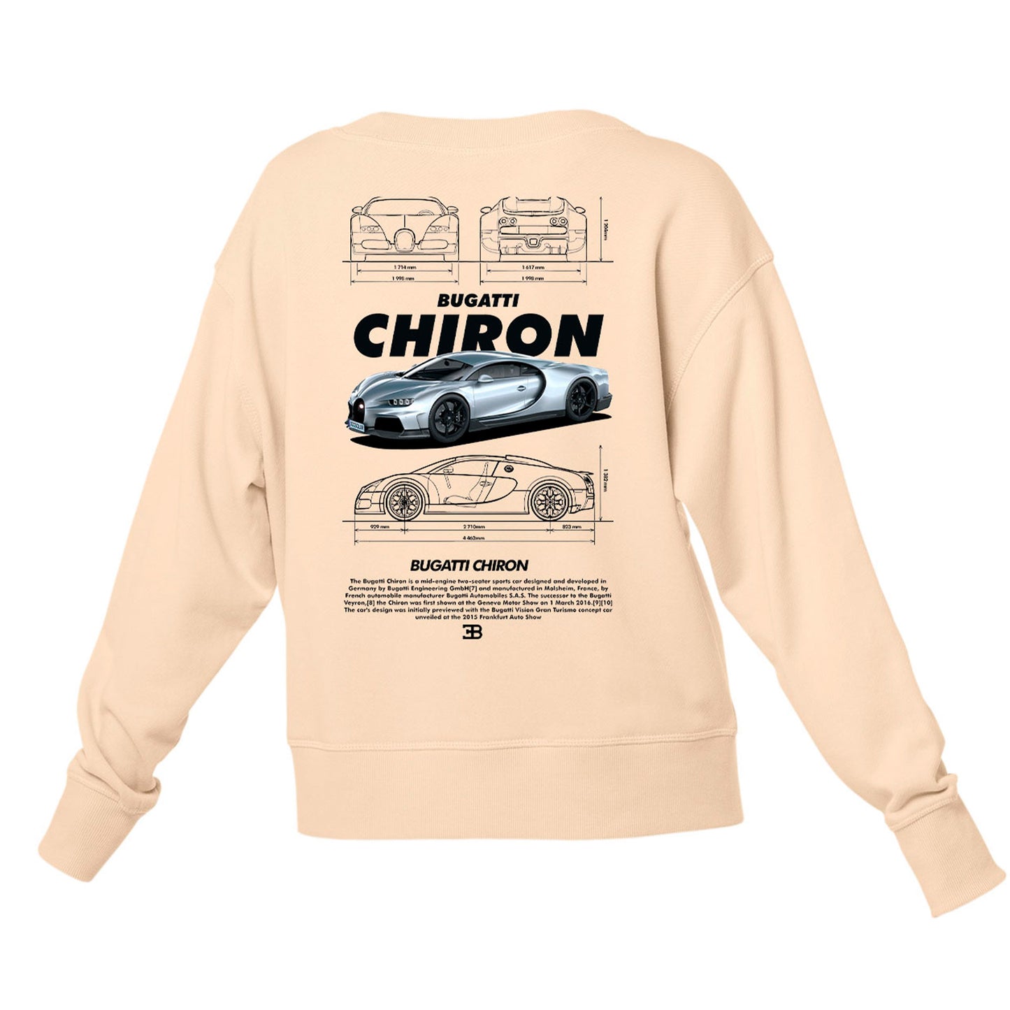 Moletom Gola Redonda Unissex Bugatti Chiron v2 BLACK- Pérola