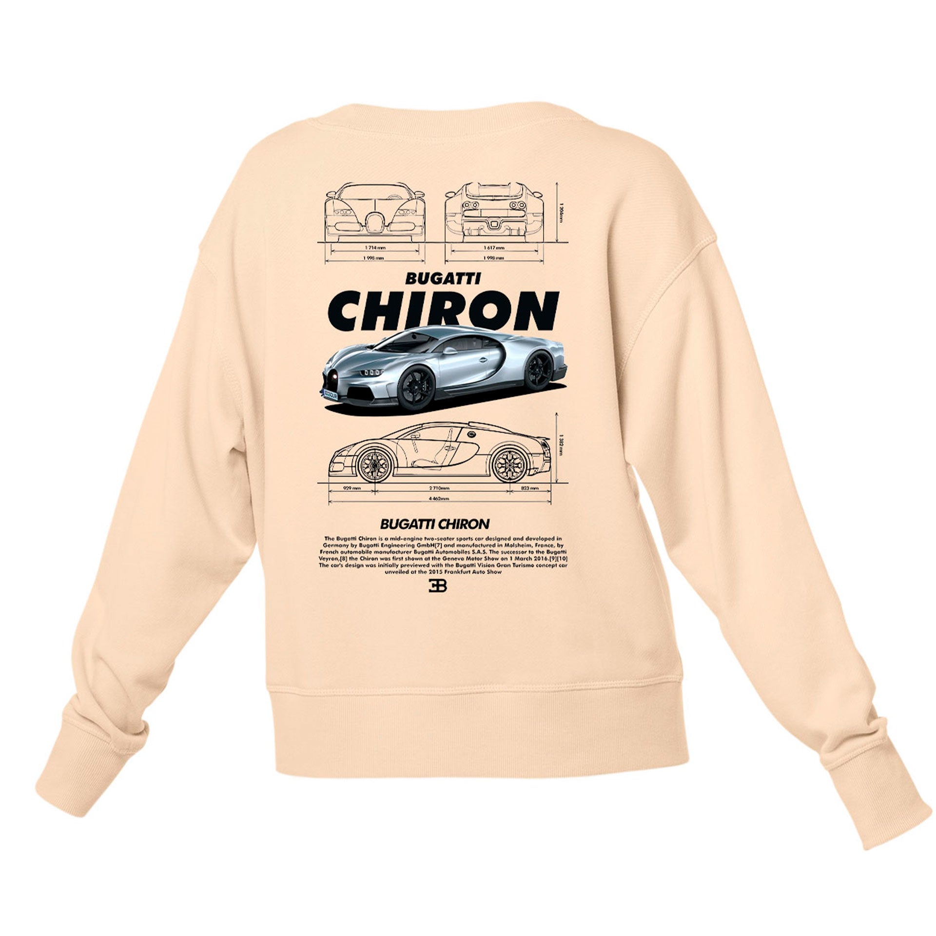 Moletom Gola Redonda Unissex Bugatti Chiron v2 BLACK- Pérola