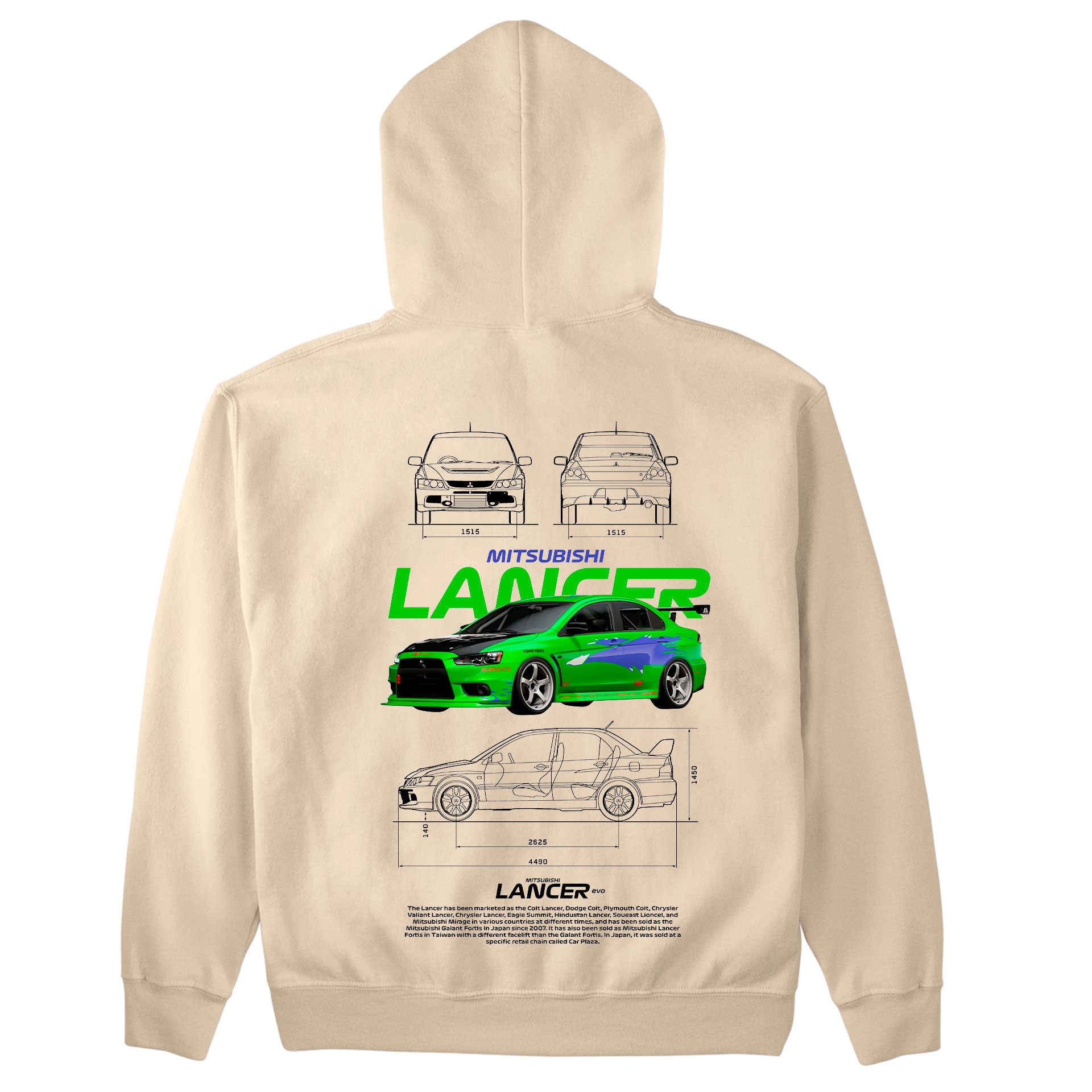 Moletom Básico Com Capuz Unissex Mitsubishi Lancer WHITE-PEROLA
