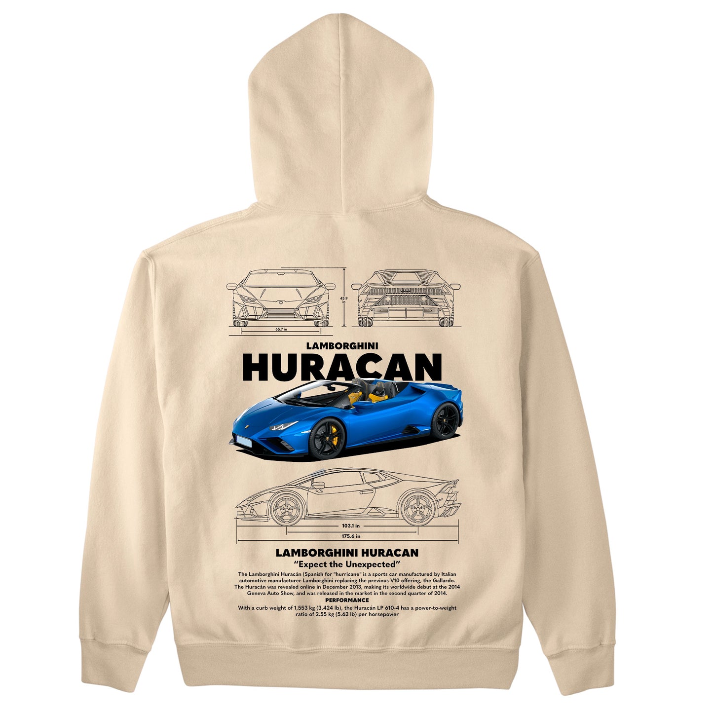 Moletom Básico Com Capuz Unissex Lamborghini Huracan W-PEROLA