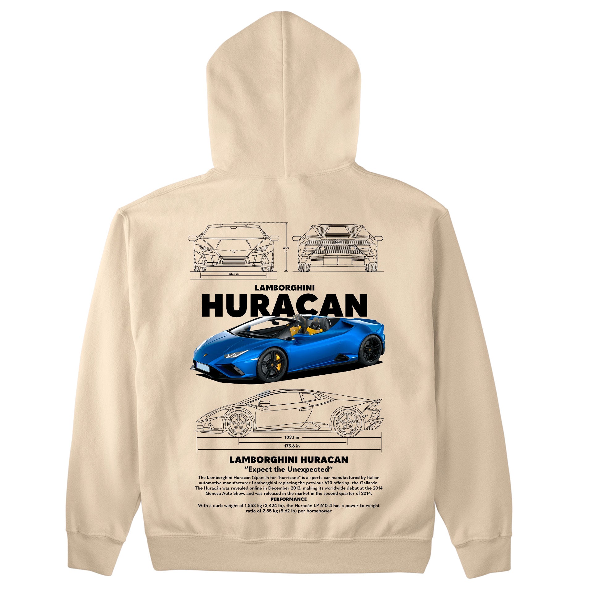 Moletom Básico Com Capuz Unissex Lamborghini Huracan W-PEROLA