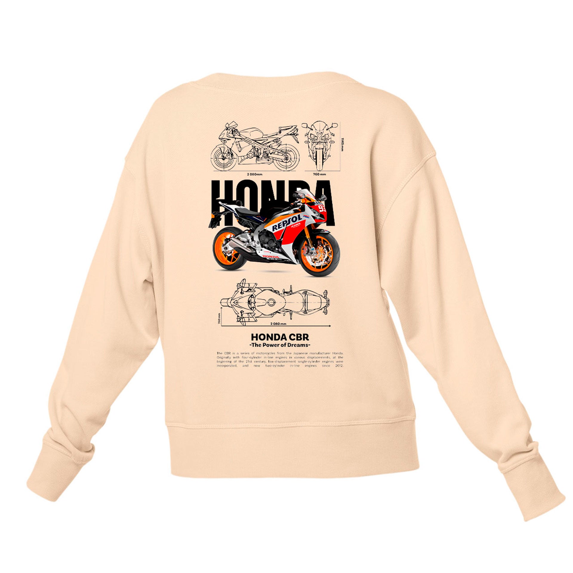 Moletom Gola Redonda Unissex Honda CBR Template PNG white-PEROLA