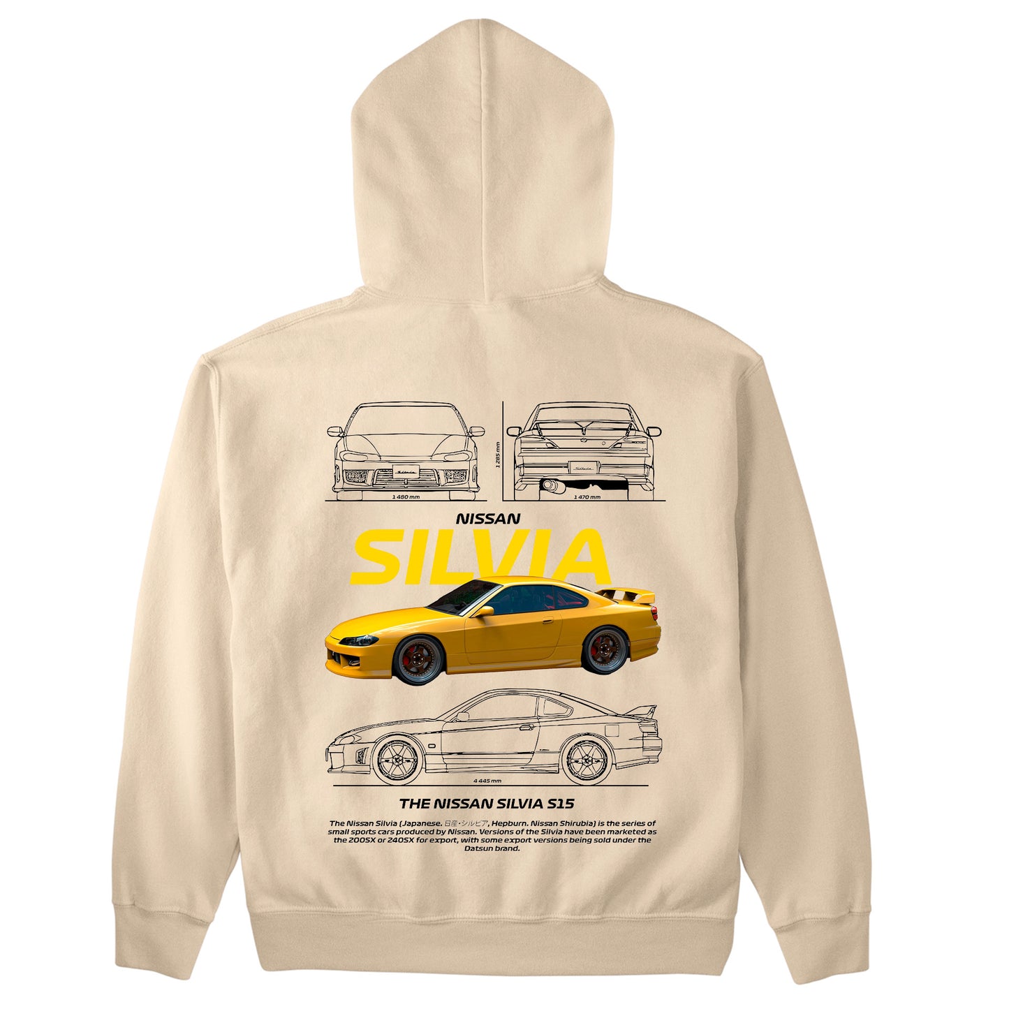 Moletom Básico Com Capuz Unissex Nissan Silvia Amarillo VERSION S15 WHITE