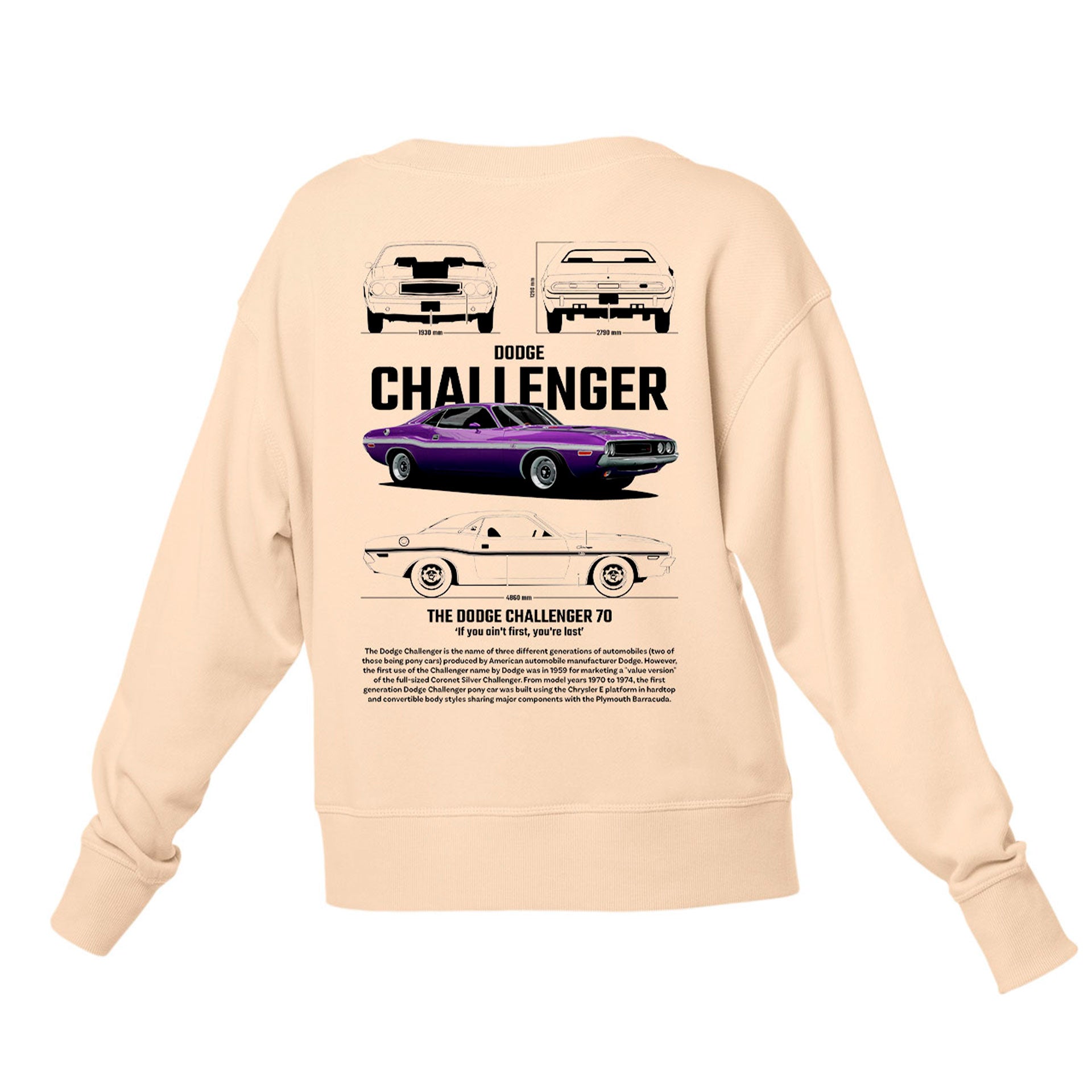 Moletom Gola Redonda Unissex Dodge Challenger 70-PEROLA