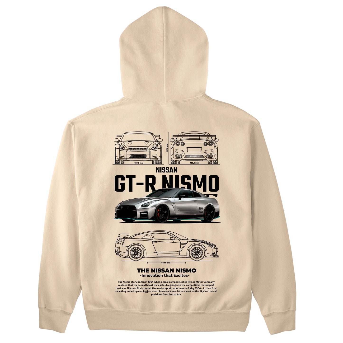 Moletom Básico Com Capuz Unissex GT-R Nismo-PEROLA