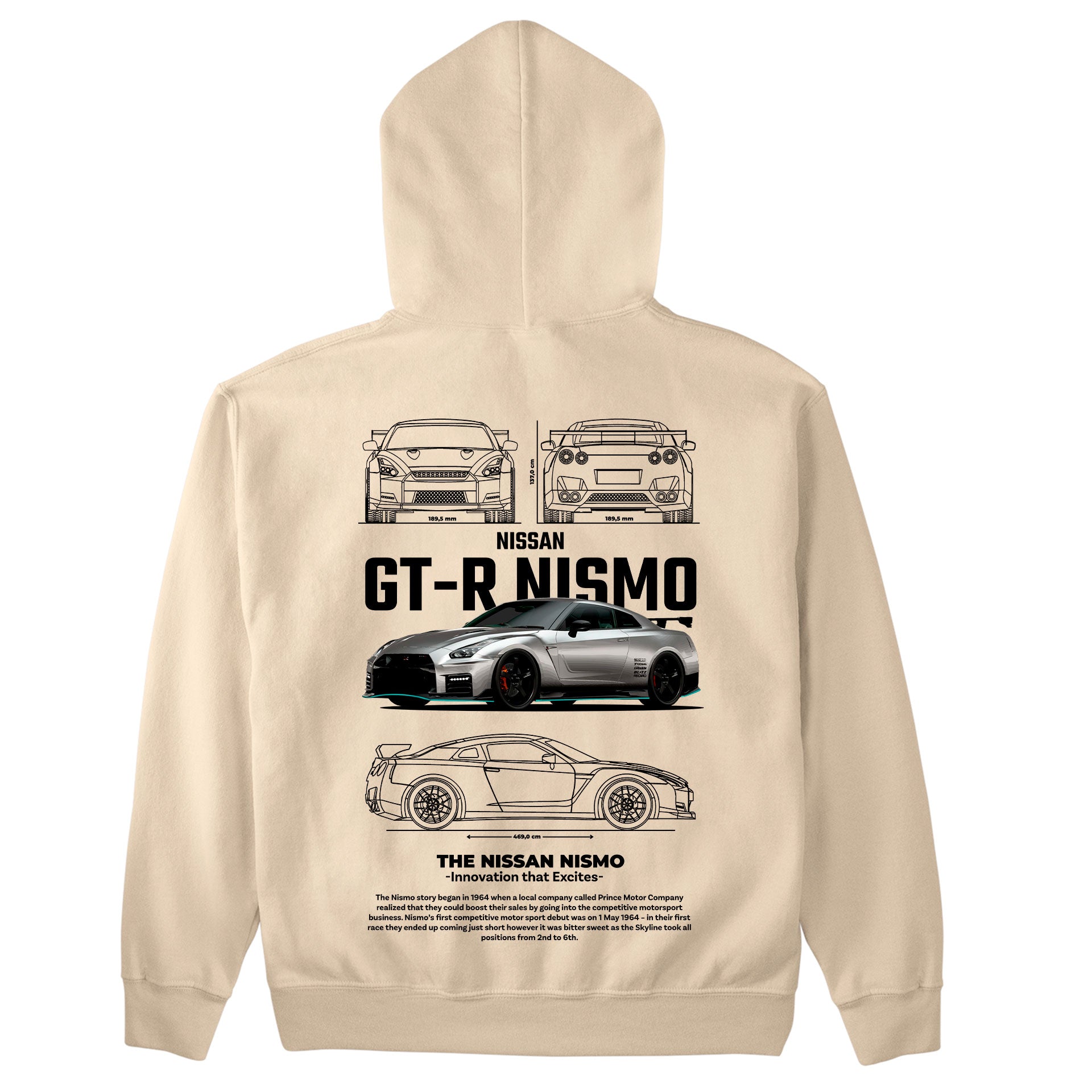 Moletom Básico Com Capuz Unissex GT-R Nismo-PEROLA