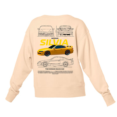 Moletom Gola Redonda Unissex Nissan Silvia Amarillo VERSION S15 WHITE