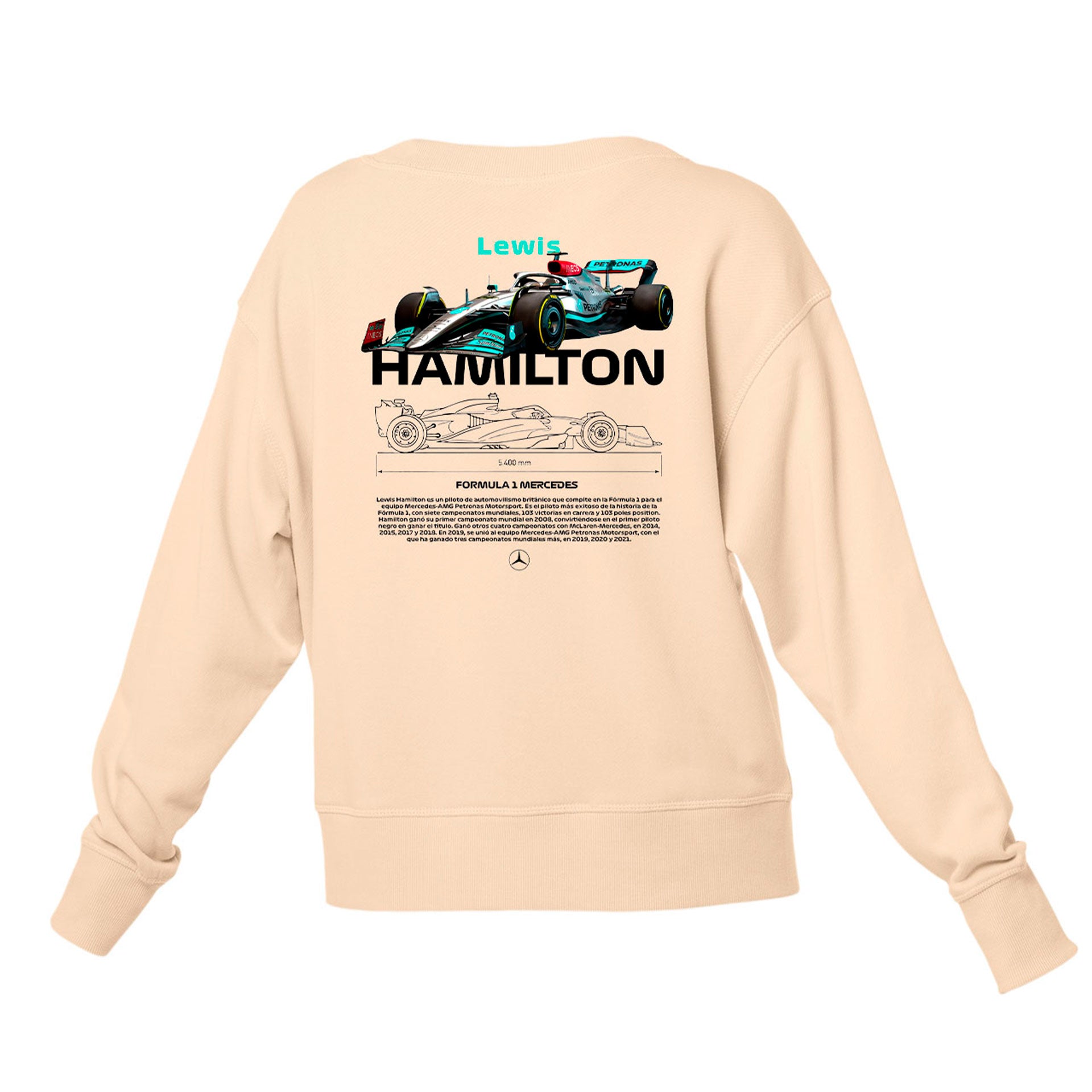 Moletom Gola Redonda Unissex Lewis Hamilton BLACK-PEROLA