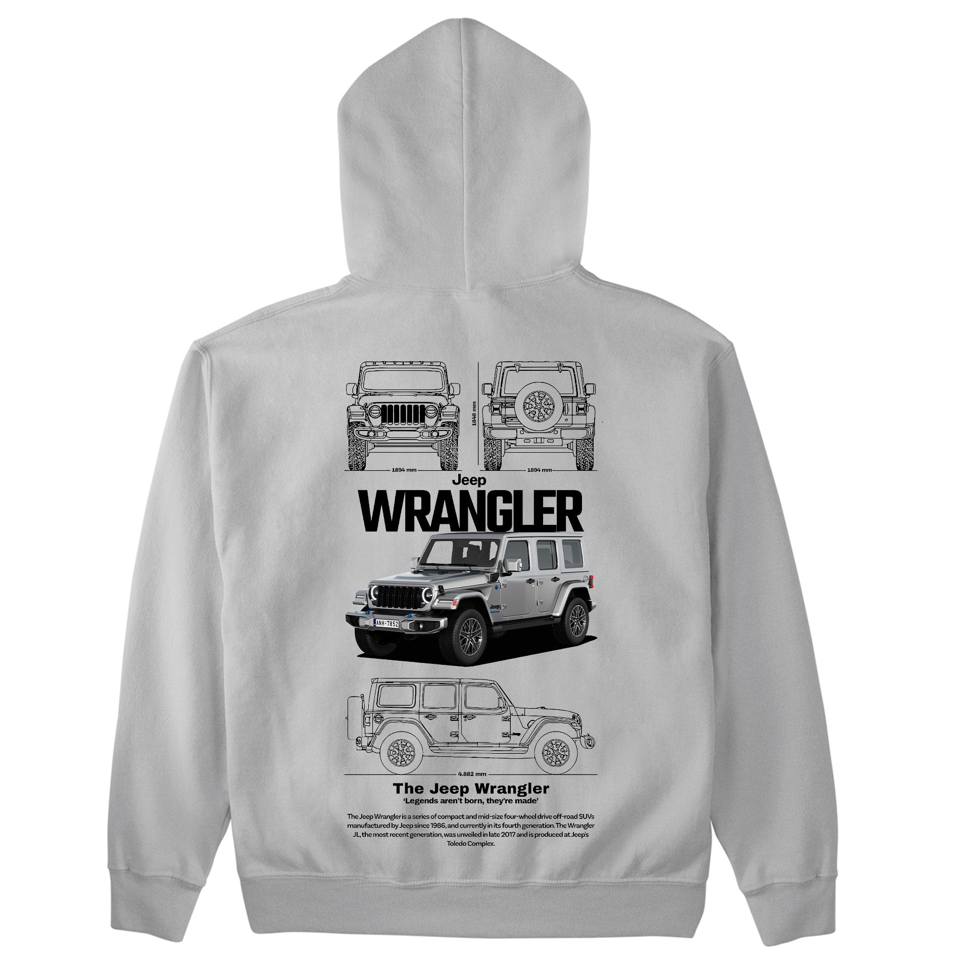 Moletom Básico Com Capuz Unissex Jeep Wrangler White-CINZA