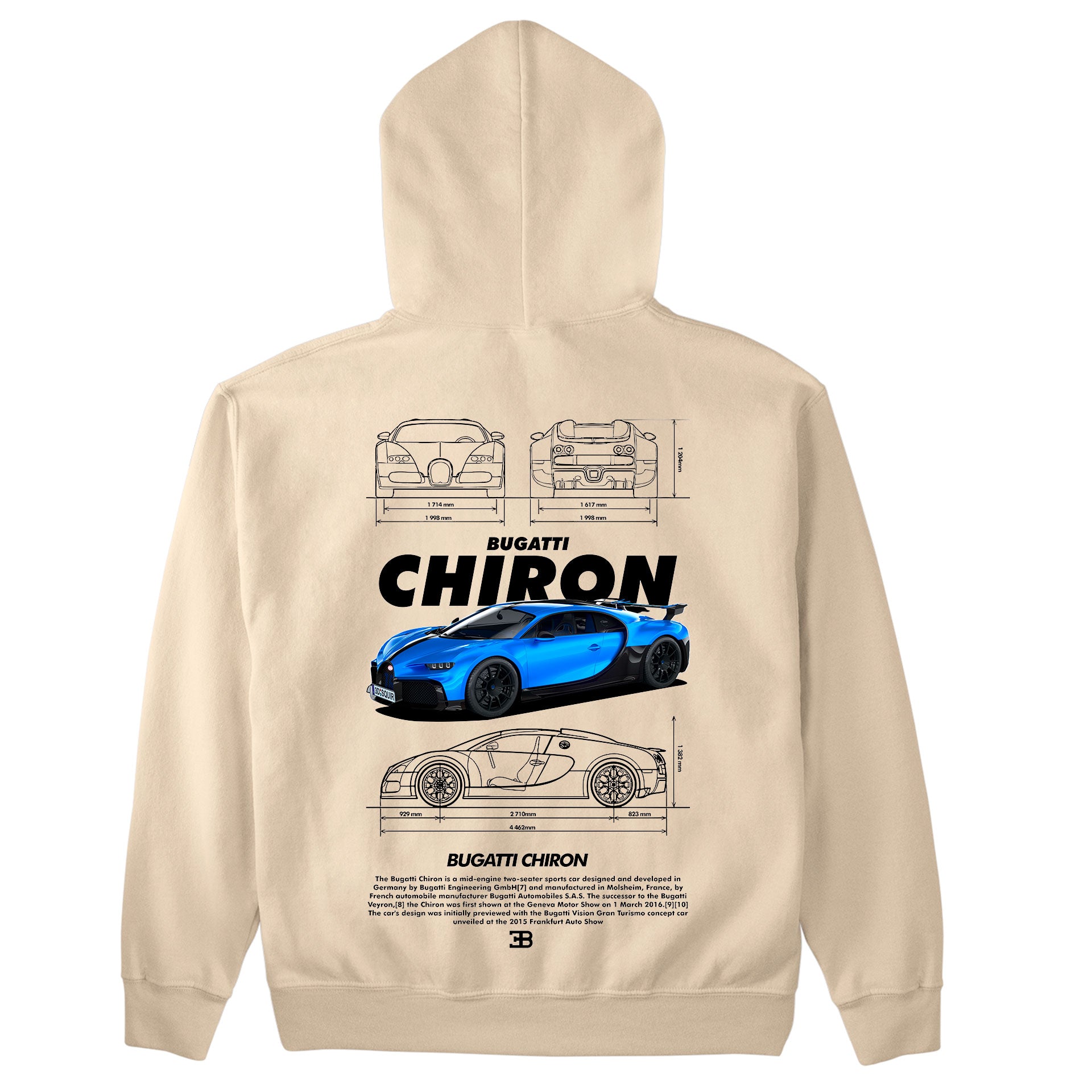 Moletom Básico Com Capuz Unissex Bugatti Chiron White-PEROLA