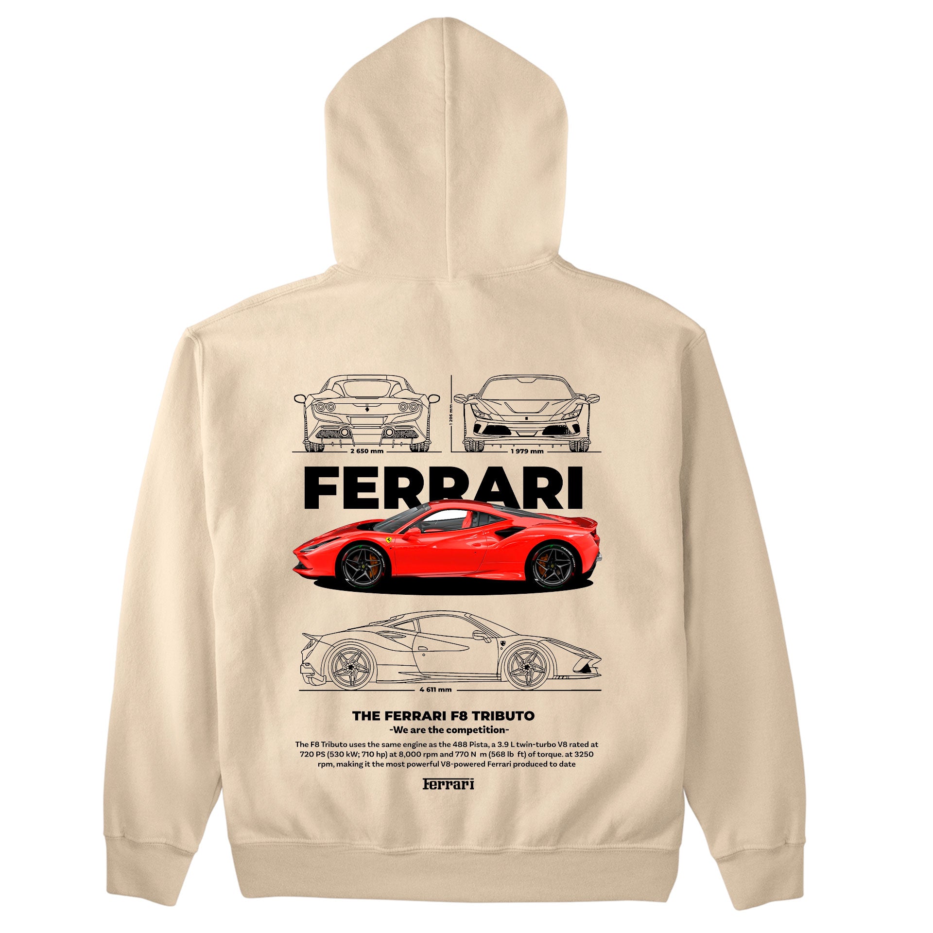 Moletom Básico Com Capuz Unissex Ferrari F8 Tributo - WHITE-PEROLA
