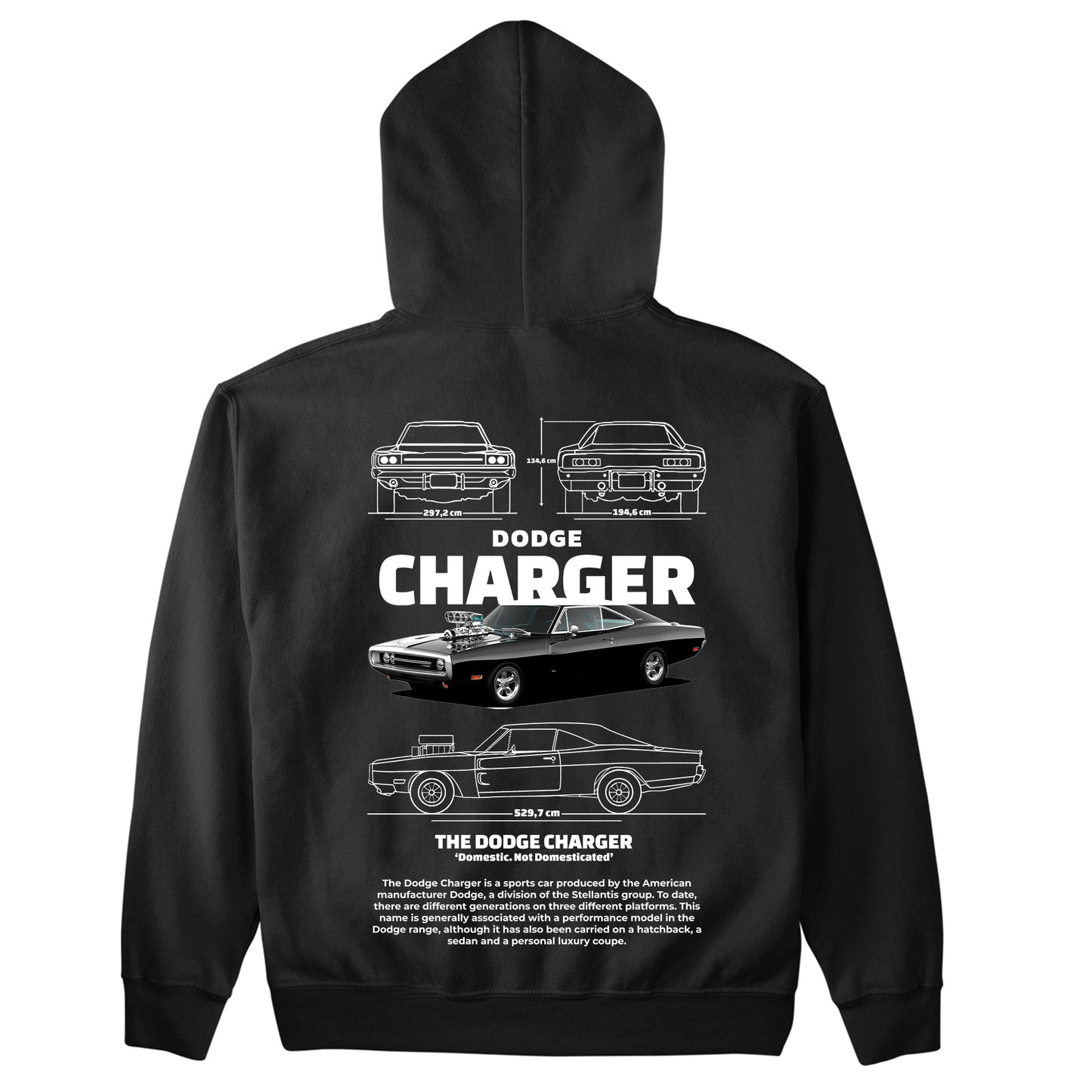 Moletom Básico Com Capuz Unissex Dodge Charger 1970-PRETO