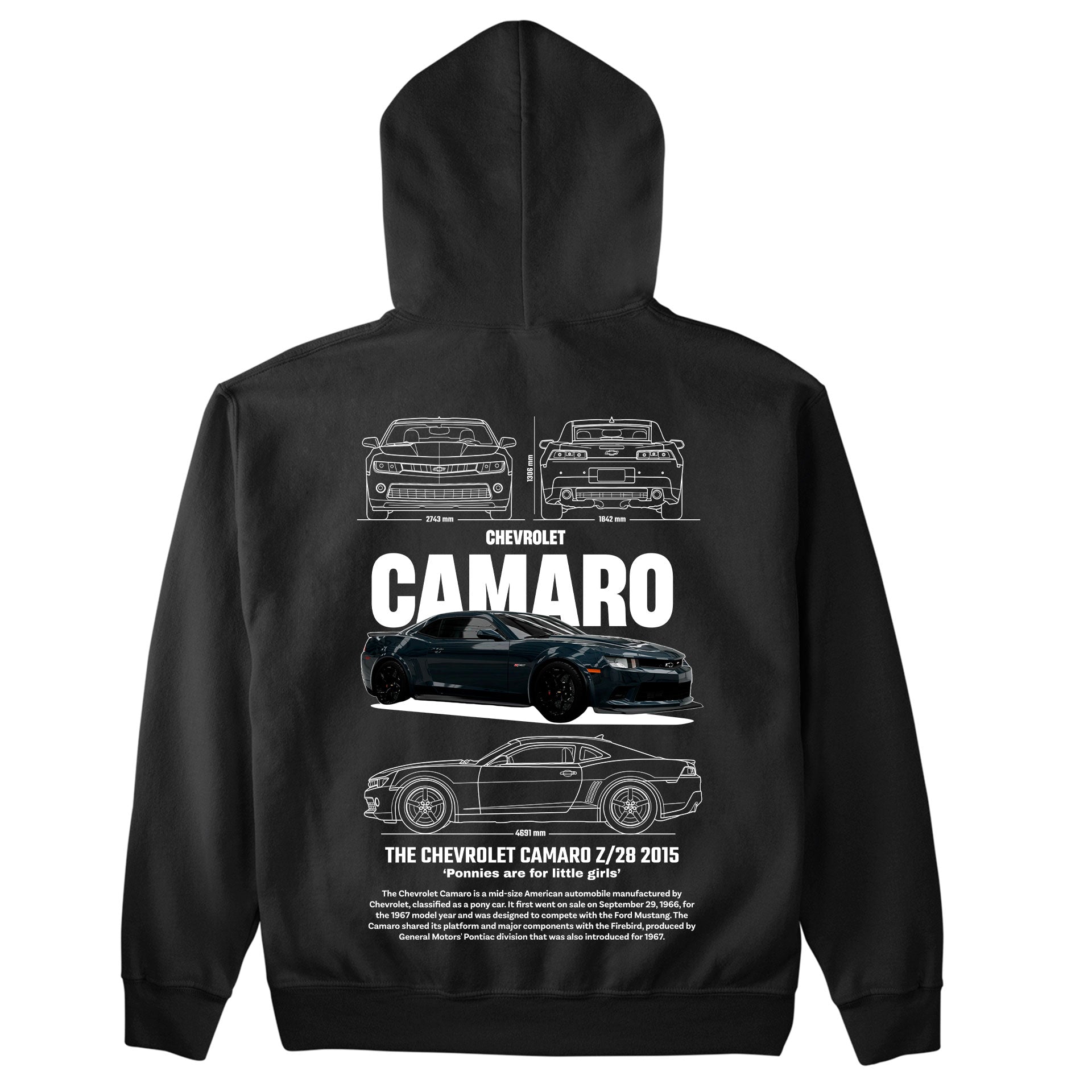 Moletom Básico Com Capuz Unissex Chevrolet Camaro Z28 2015 BLACK-PRETO