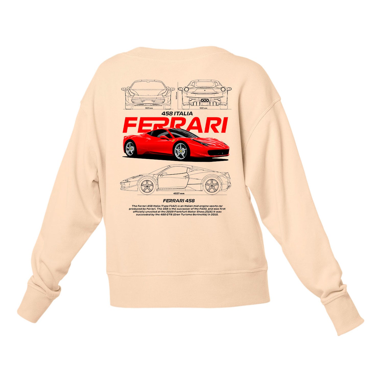 Moletom Gola Redonda Unissex Ferrari 458 ITALIA WHITE-PÉROLA